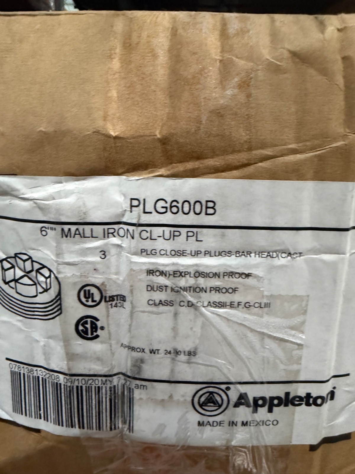 Appleton PLG600B Exp Proof Conduit Close-Up Plug Plug 6 Close-Up NEW - NO BOX