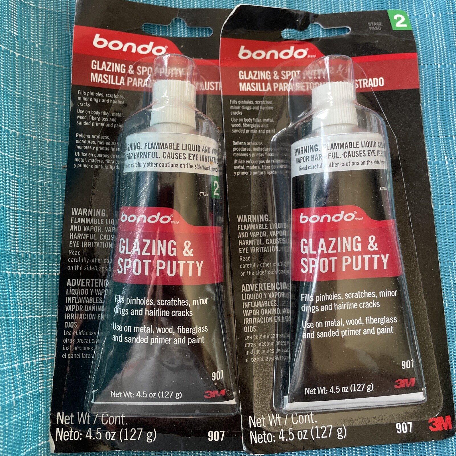 Lot of 2 Bondo GLAZING & SPOT PUTTY (4.5 oz Tubes) ~ Model #907 s22/cr