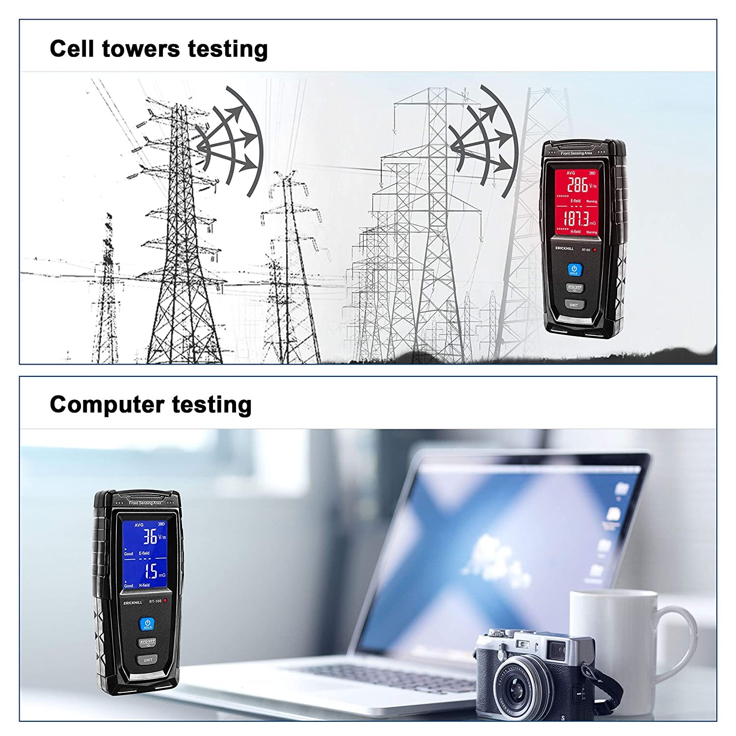 EMF Meter, Rechargeable Digital Electromagnetic Field Radiation Detector Hand-He