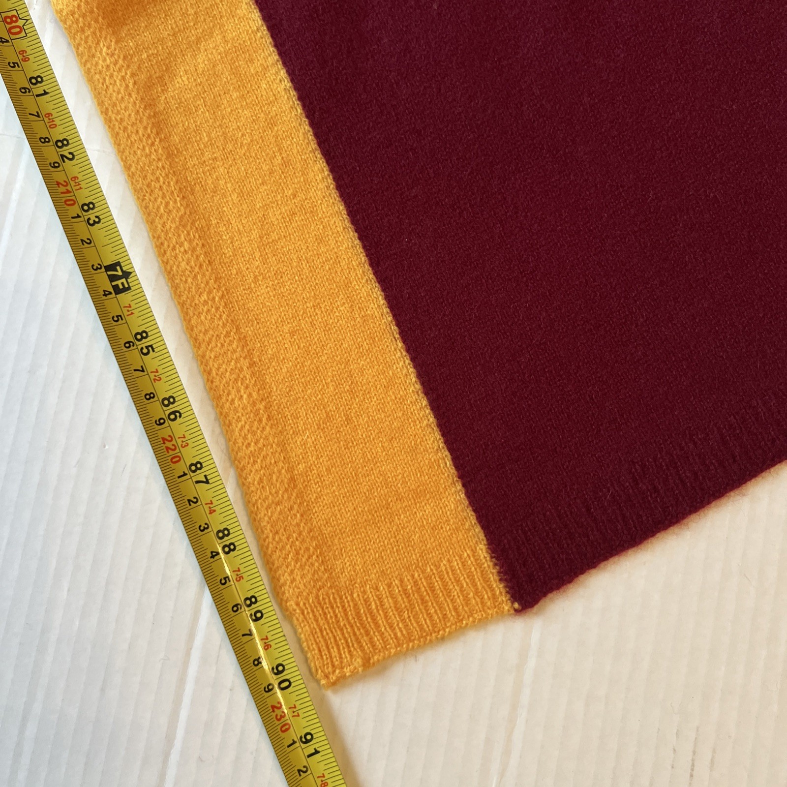 Minnie Rose Unisex 100% Cashmere Color Blocked Sport Scarf Crimson Tide/Gold NWT