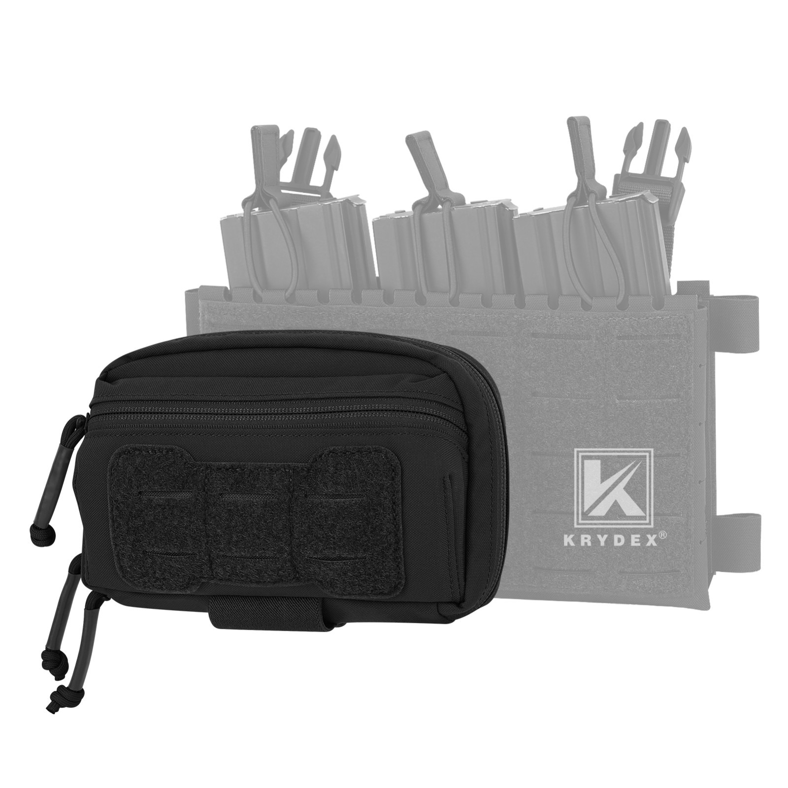 KRYDEX Tactical Modular Utility GP Pouch MOLLE Back Front Pocket Panel Small BK
