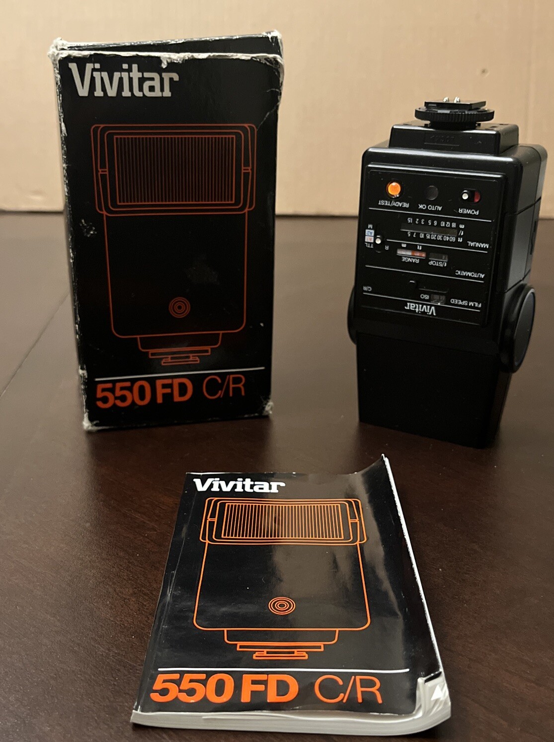 Vivitar 550FD C/R Dedicated Electronic Flash For Canon & Ricoh Camera Box Manual