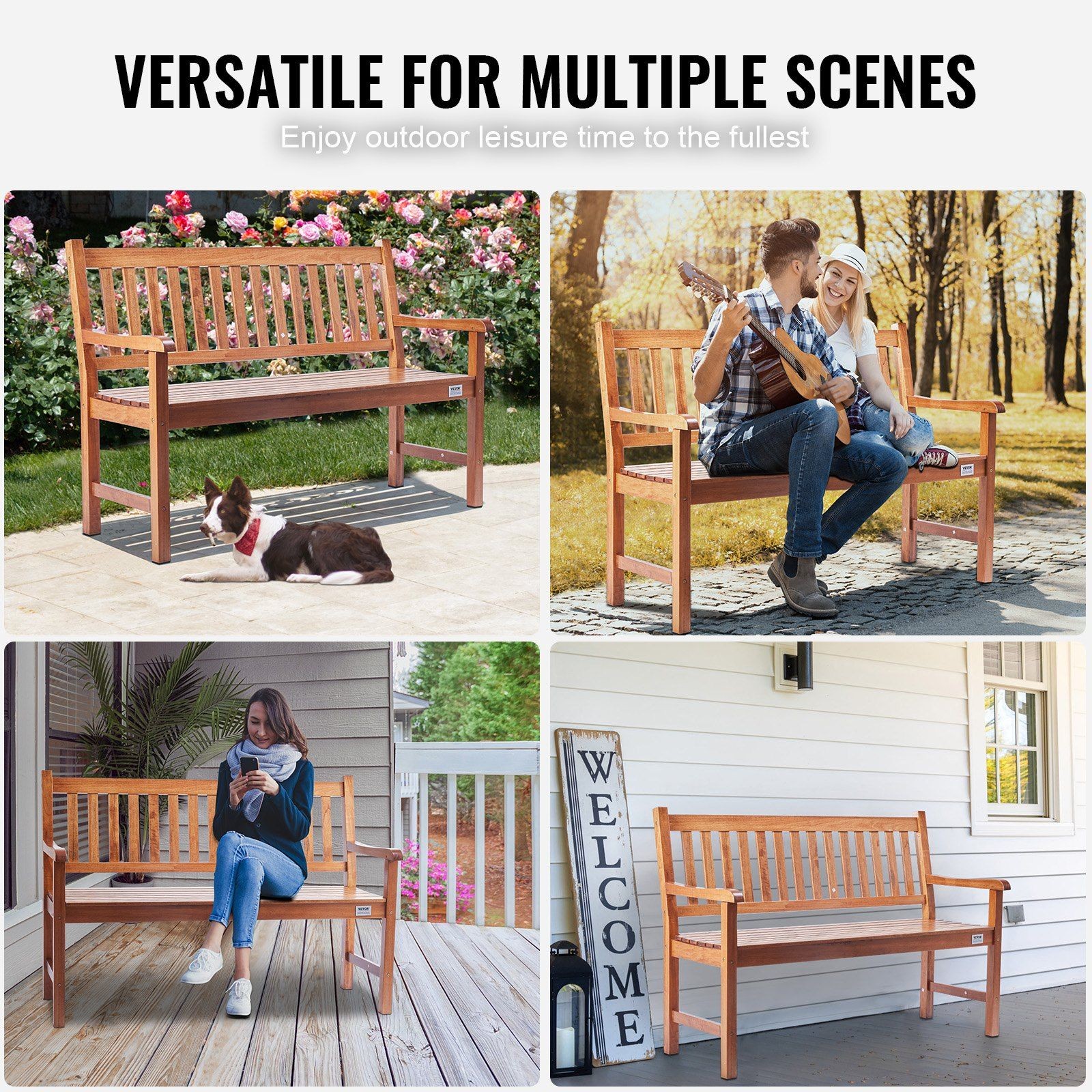 Traditional Style 50in Garden Seat Solid Wood Frame 800lb Support