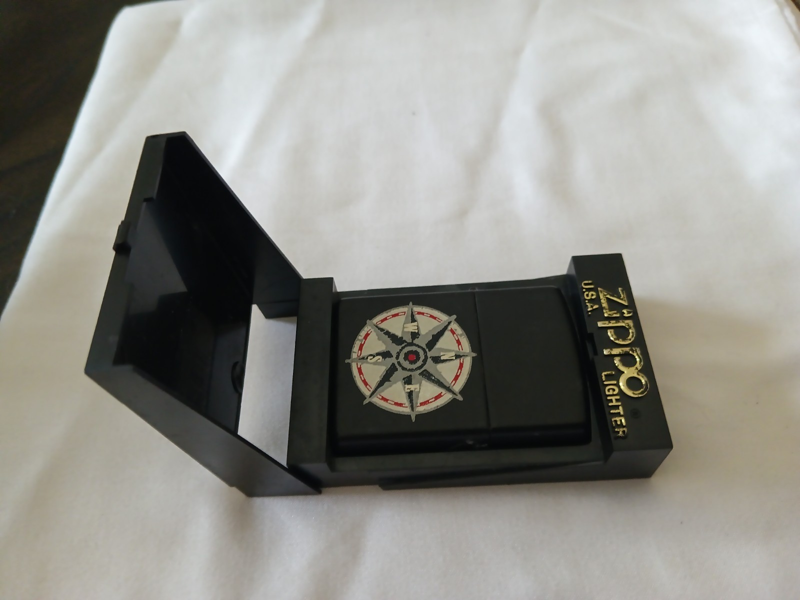 Zippo Marlboro Compass Lighter. Has Been Fired. Not Original Box.