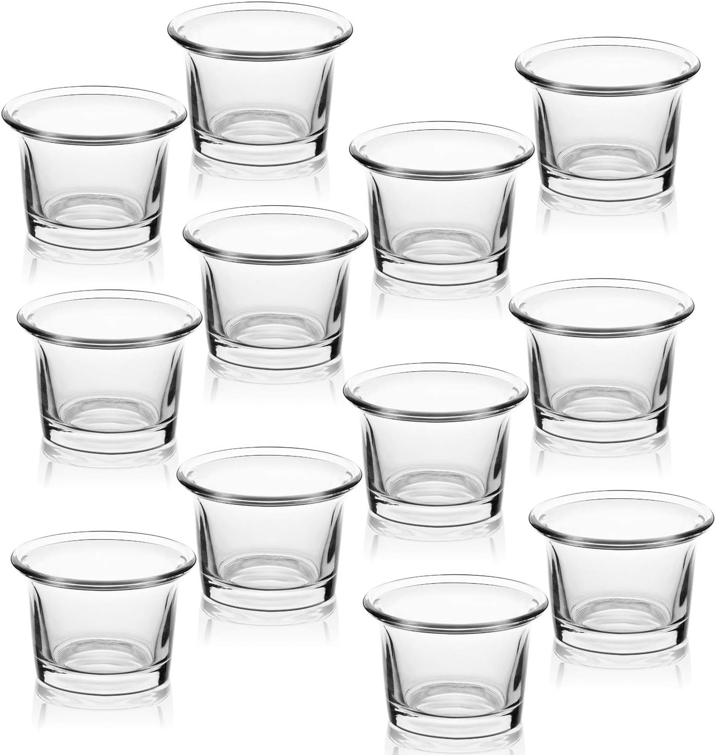 Tealight Candle Holder Set of 12- Clear Glass Votive Candle Holders Bulk for Chr