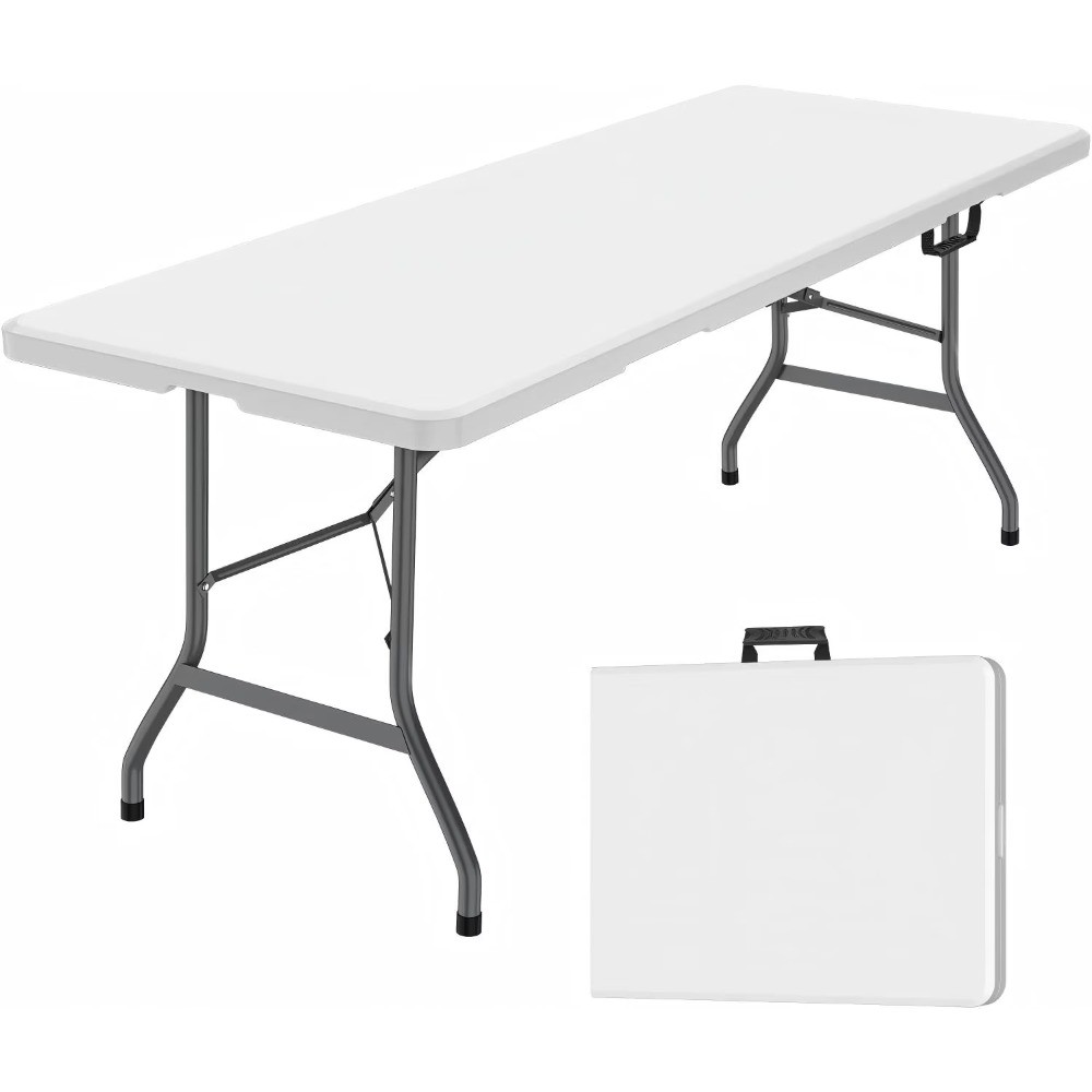 6 Foot Folding Table,Fold-in-Half Plastic Table