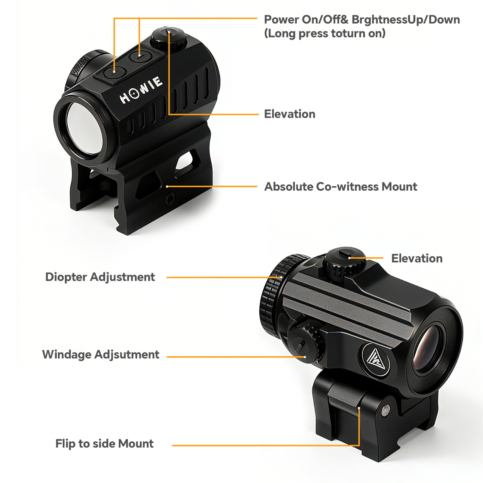 KiTOP 2 MOA Red Green Dot Sight & 3X Magnifier Combo Quick Release Flip Mount