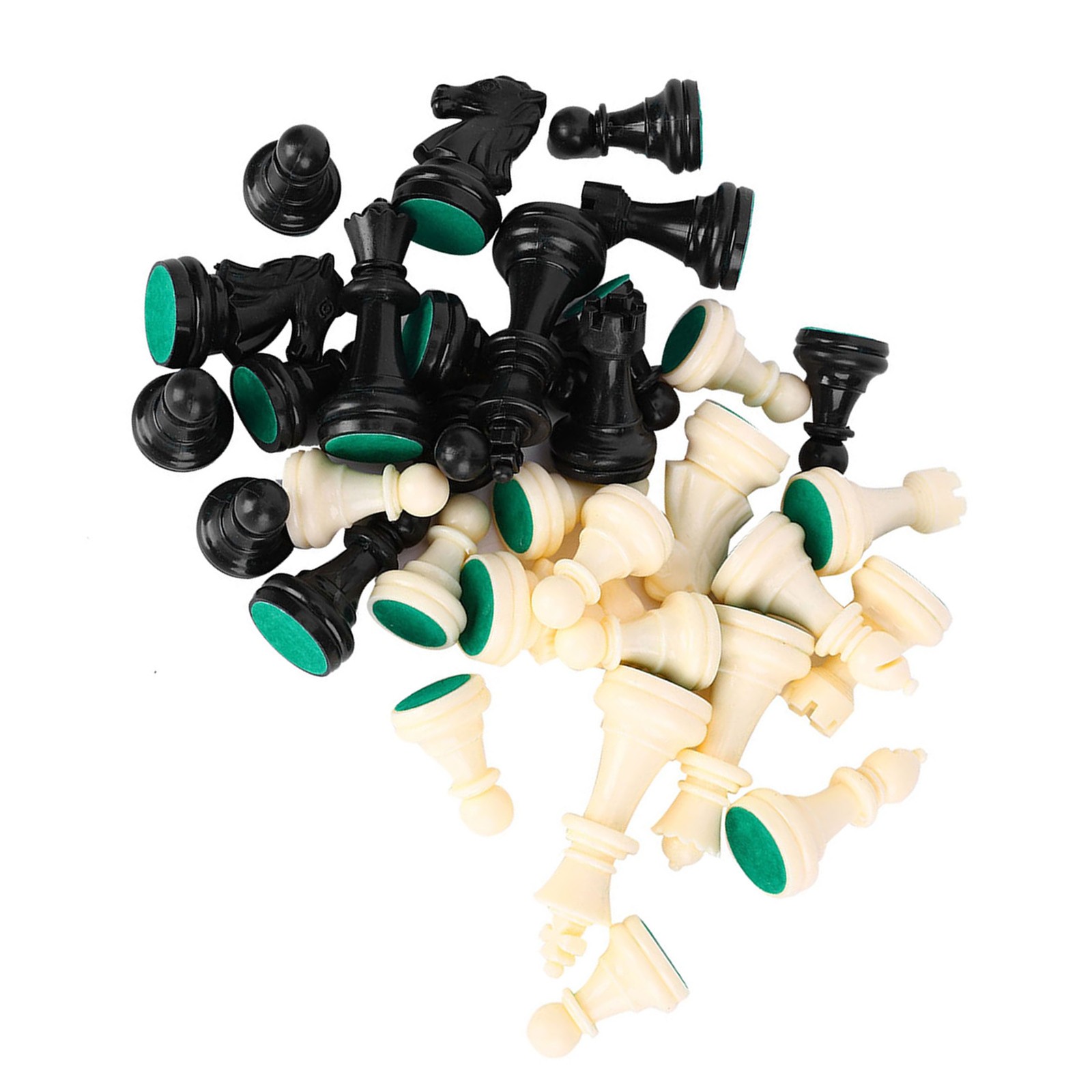 Plastic Chessmen Set International Chess Game Complete Chessmen Set Black&&White
