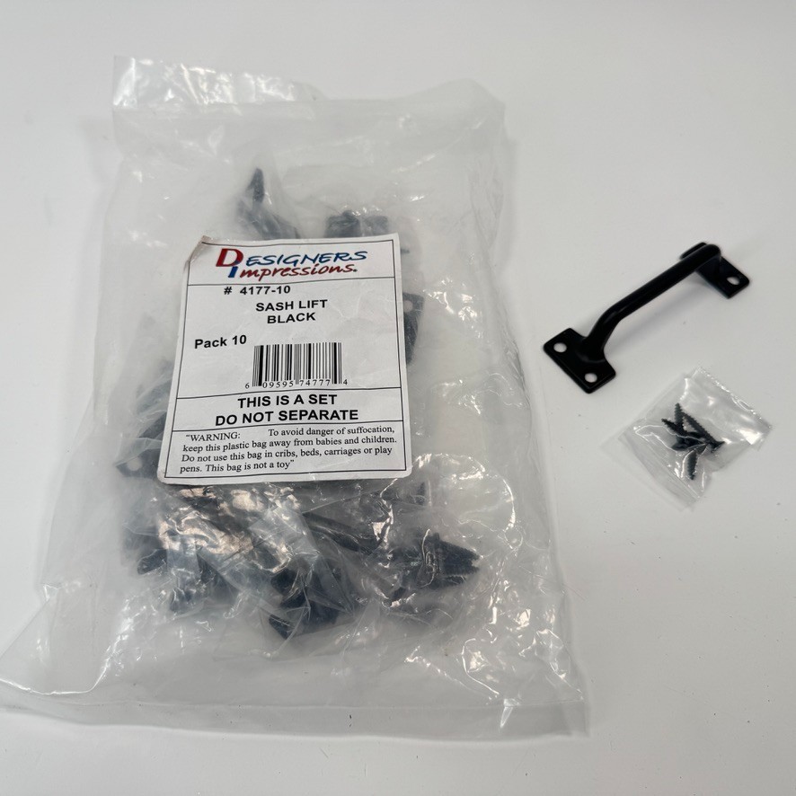 Designers Impressions Set of 10 Sash Lift Handles - Black NEW