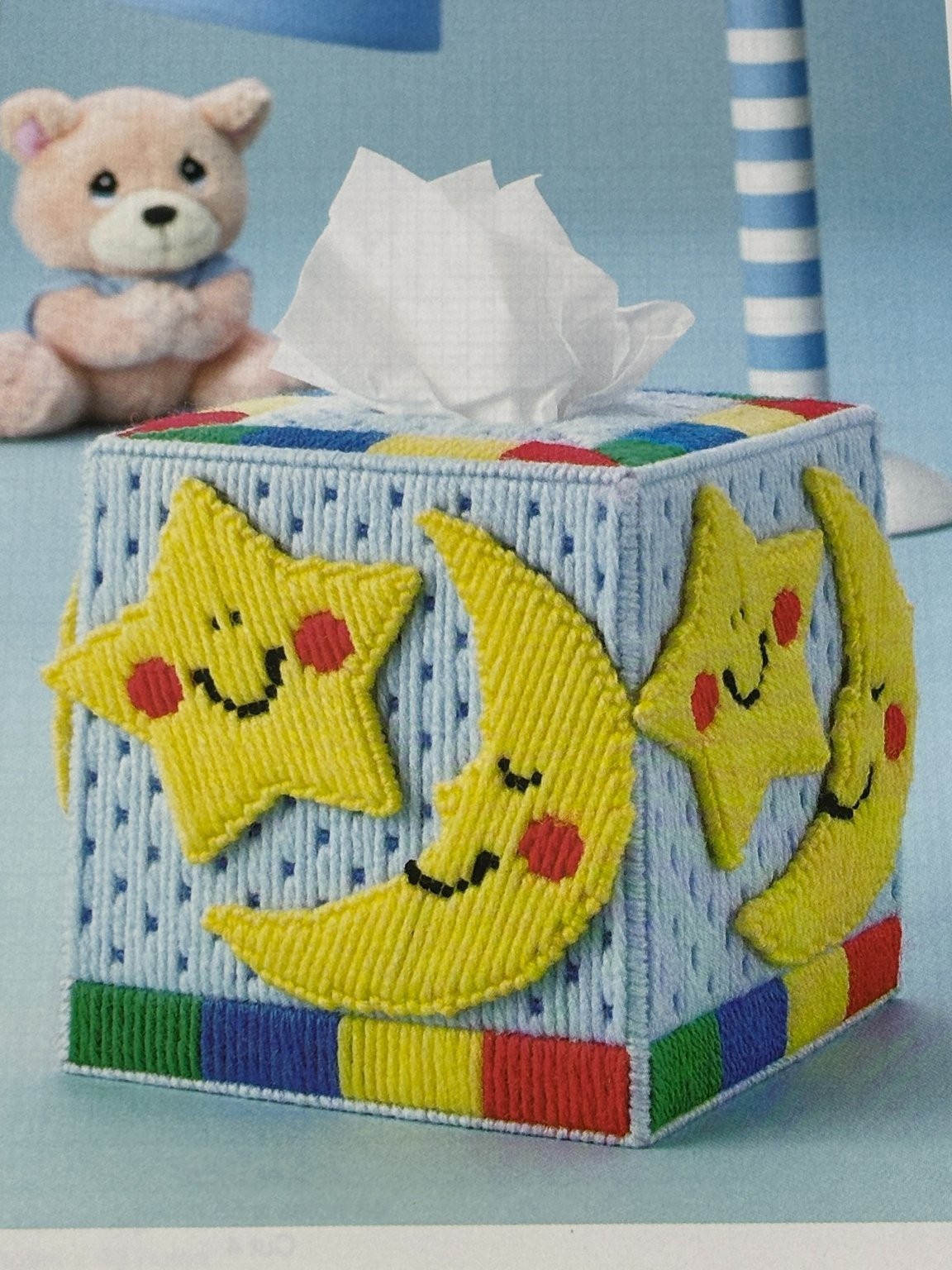 Happy Dreams Tissue Box Cover Plastic Canvas Pattern Book Pages