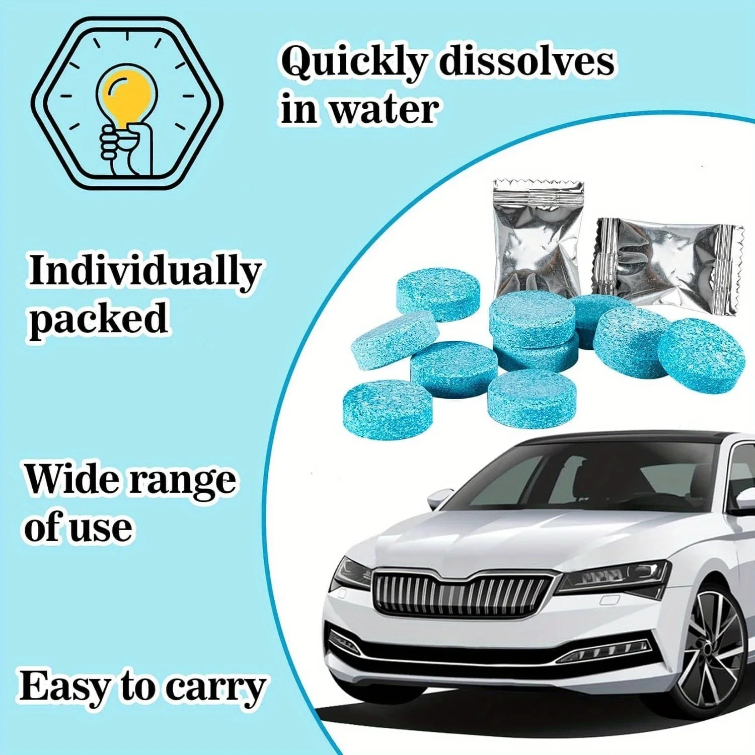 100 Car Winter Windshield Washer Wiper Fluid Concentrated Tablets Glass Cleaner*