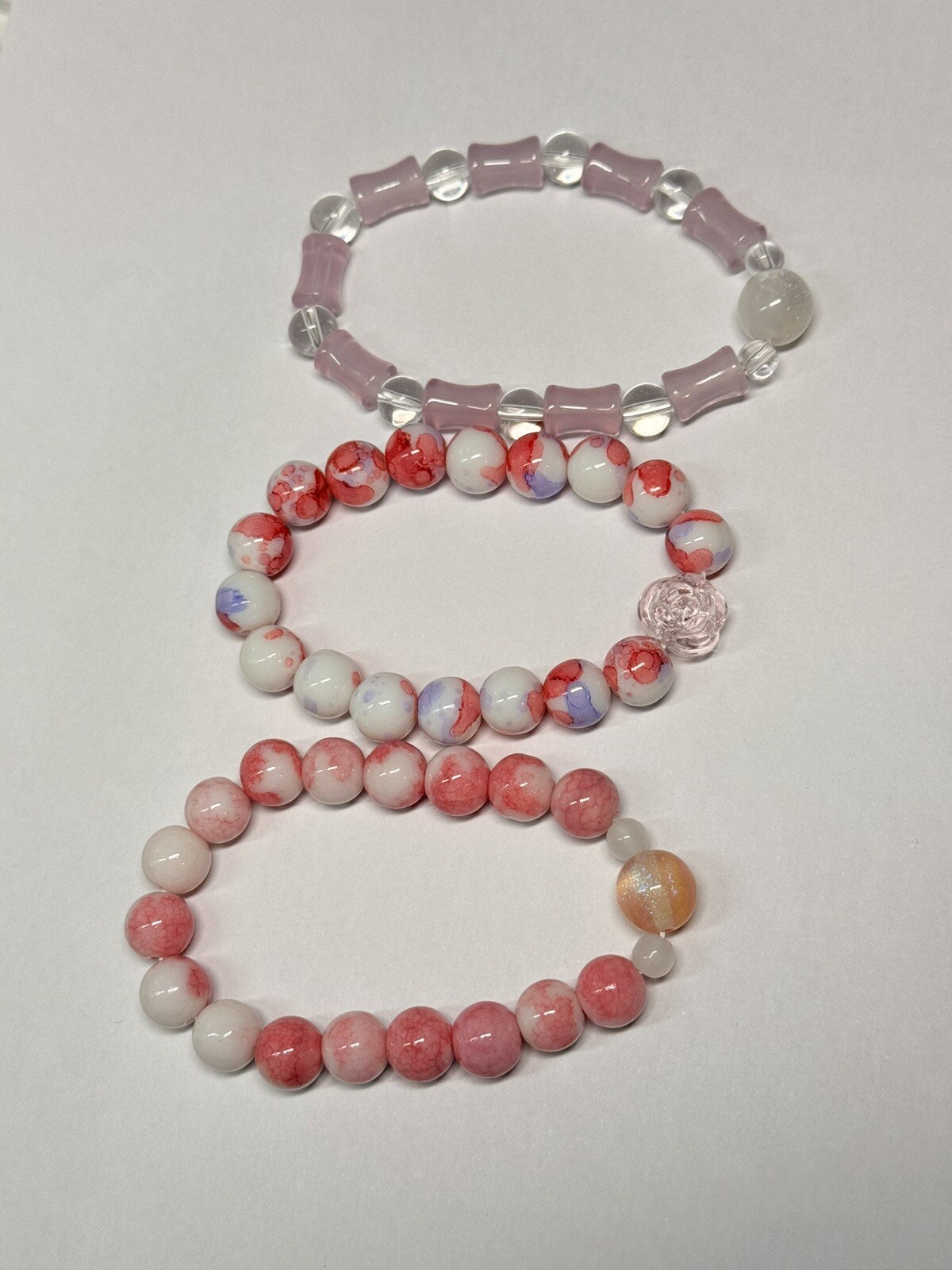 3pcs Glass Beaded Resin Couple Bracelets Trendy Friendship Gift for Girl Women