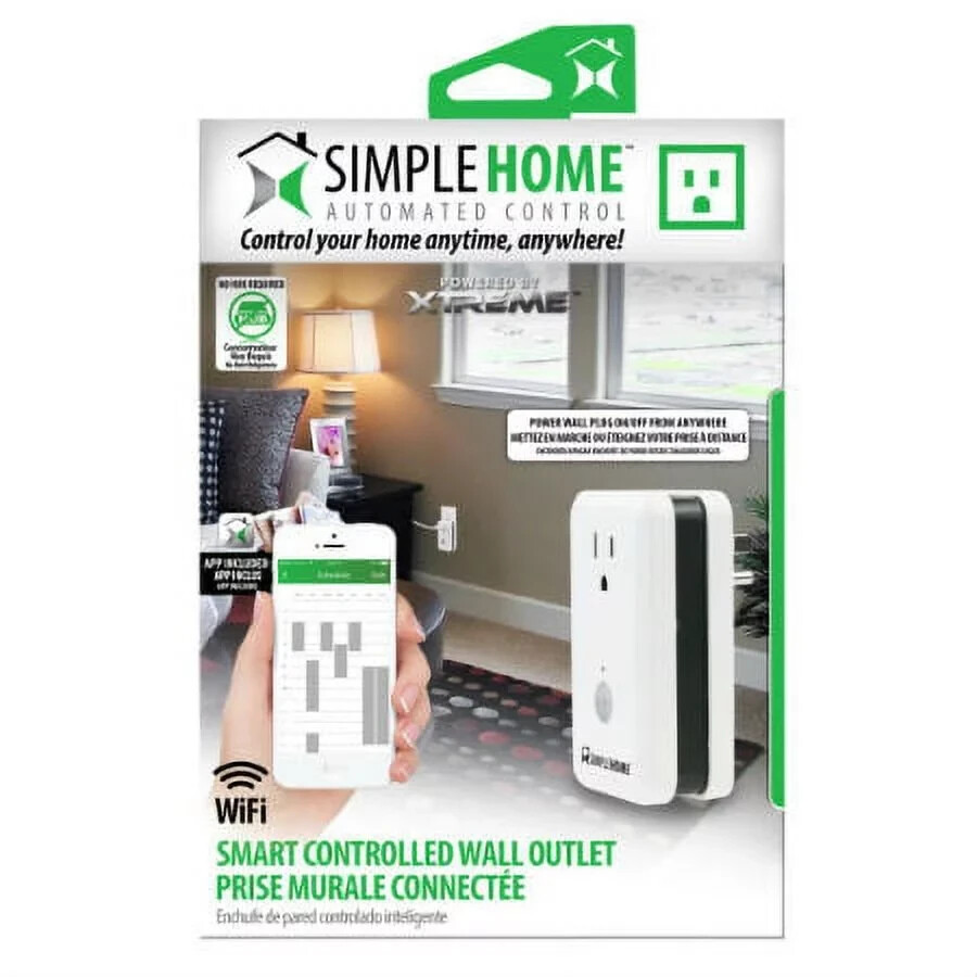 Simple Home XWS7-1001-WHT Smart Controlled Wi-Fi Wall Outlet ~ NEW