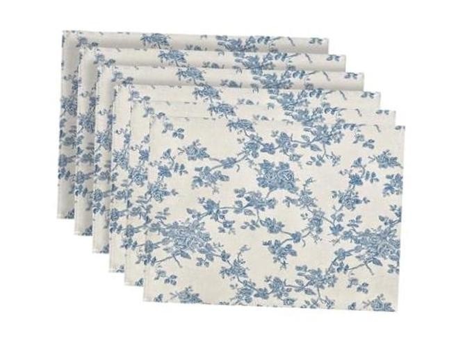 Pastoral Placemats for Dining 13" x 19" (Rectangular) A - Floral (Dark Blue)