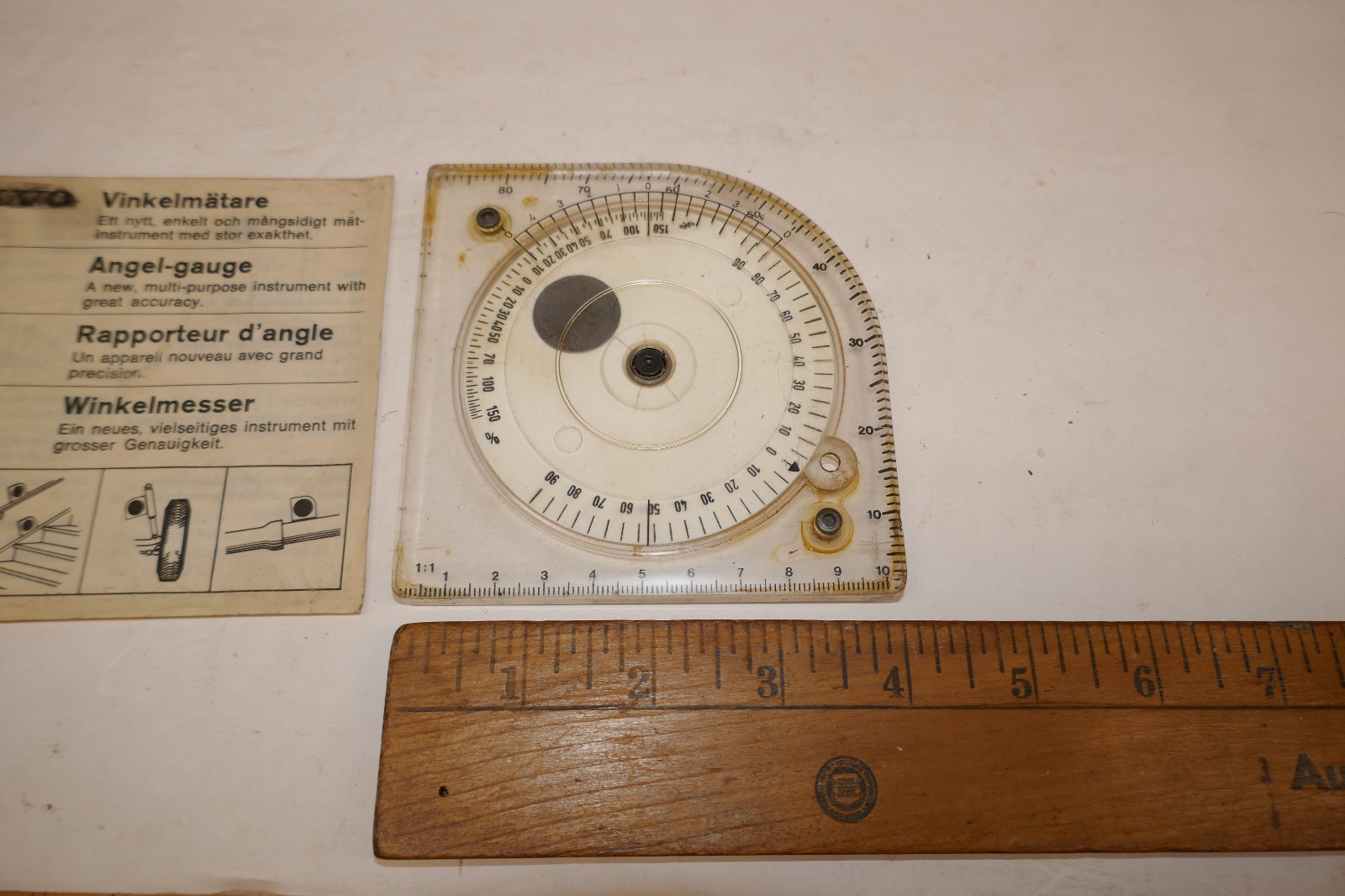 Vintage Volvo Branded Angle Guage/Protractor in Pouch