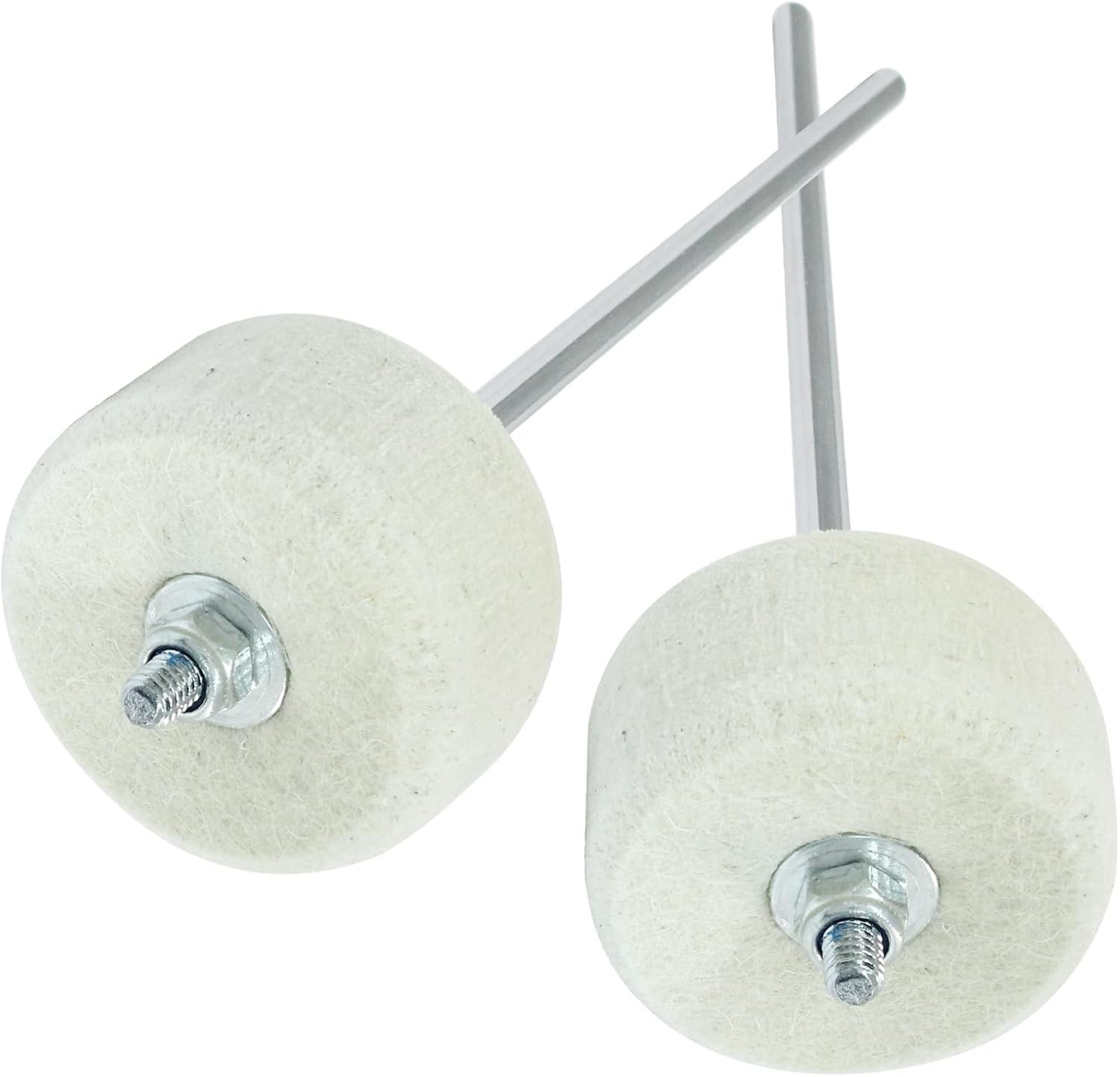 White Felt Double Kick Bass Drum Pedal Beater Mallet, Dual Sided Foot Pedal Beat