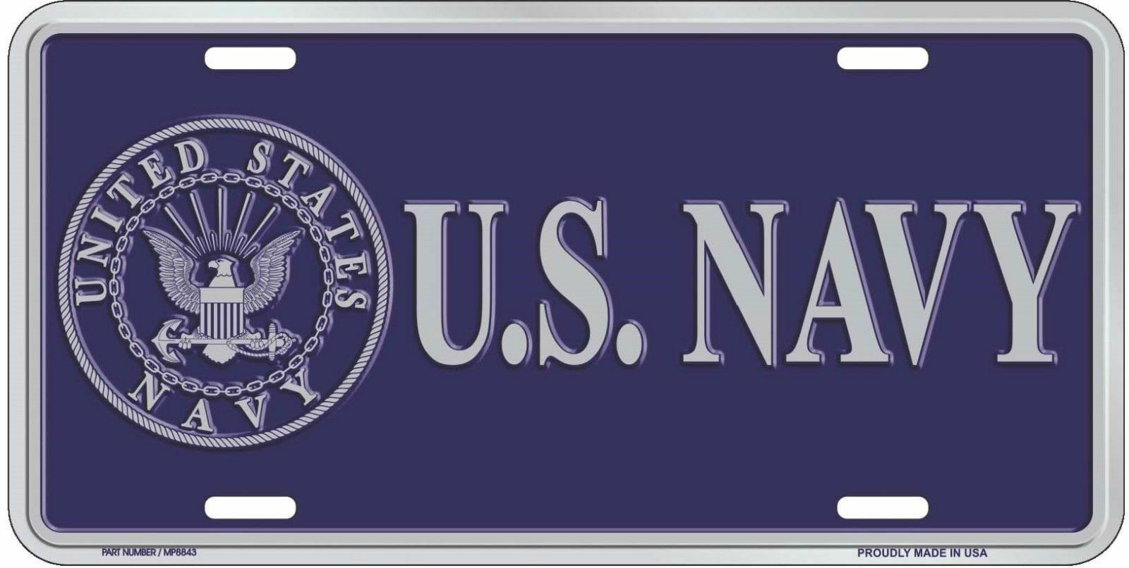 U.S. Navy BLUE Embossed Metal License Plate Sign