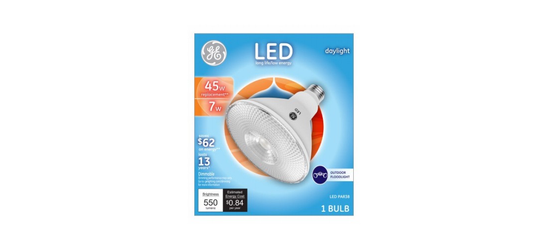 GE 38461 LED Bulb PAR38 E26 (Medium) Daylight 45 Watt Equivalence Frosted
