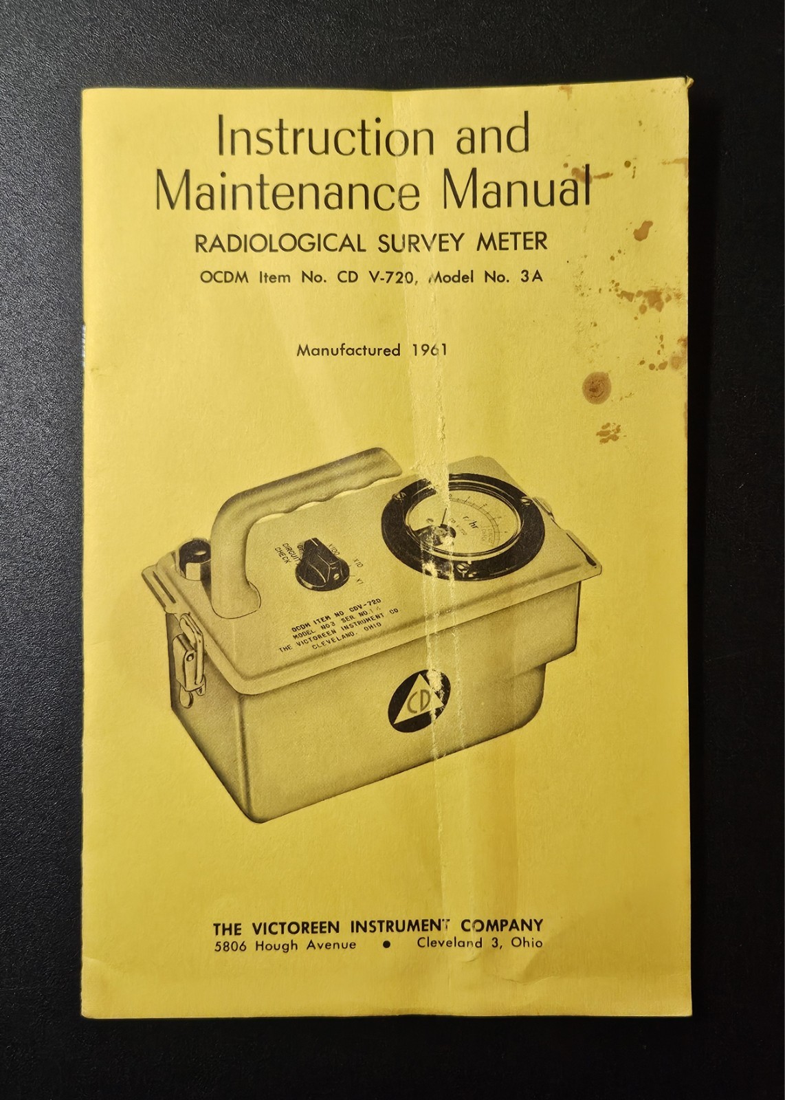Vintage CD V-720 Model 3A Radiological Survey Meter Manual 1961