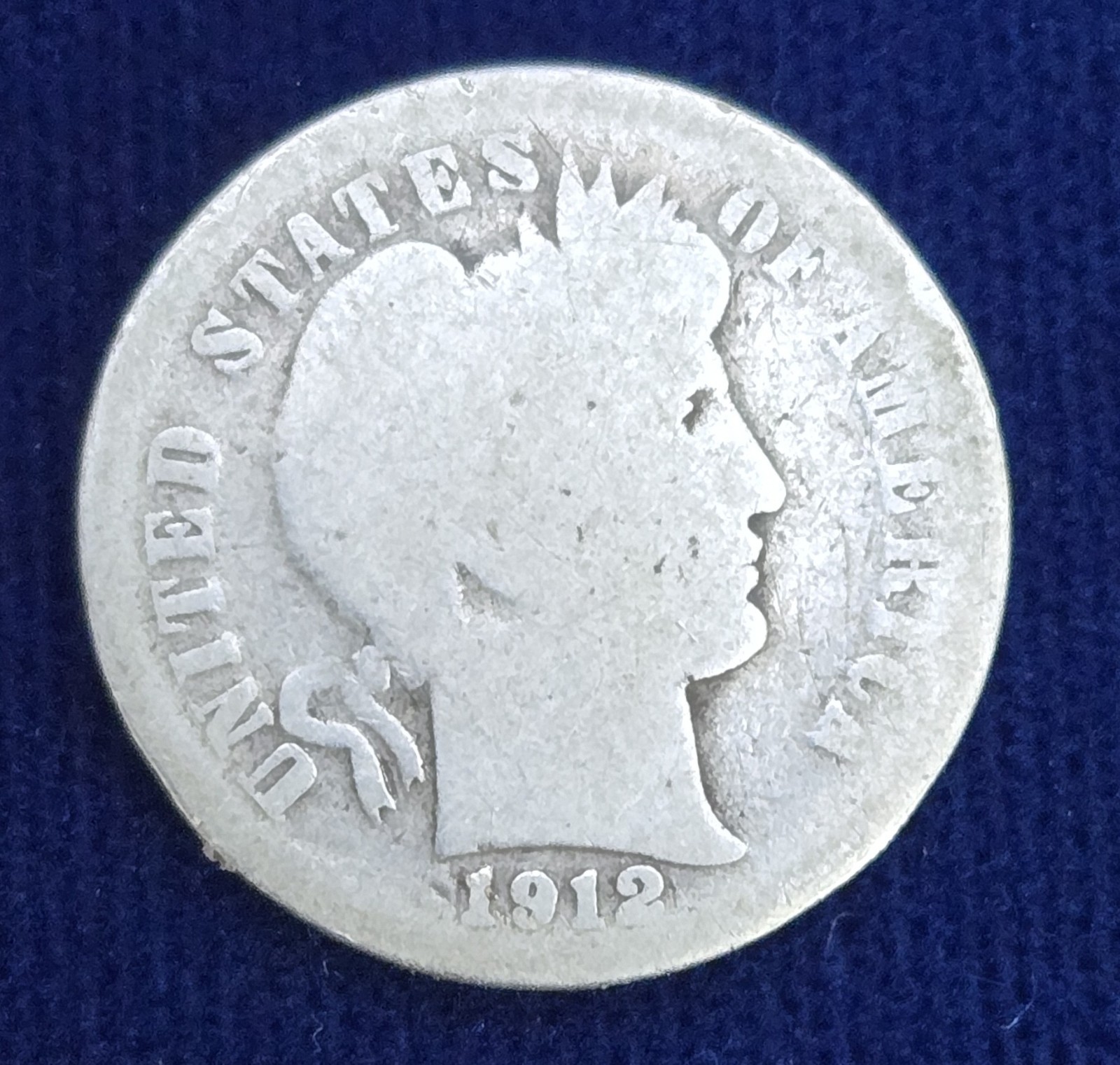 1912-D Barber Silver Dime 90% Silver Denver Mint Readable Date Budget Filler #19