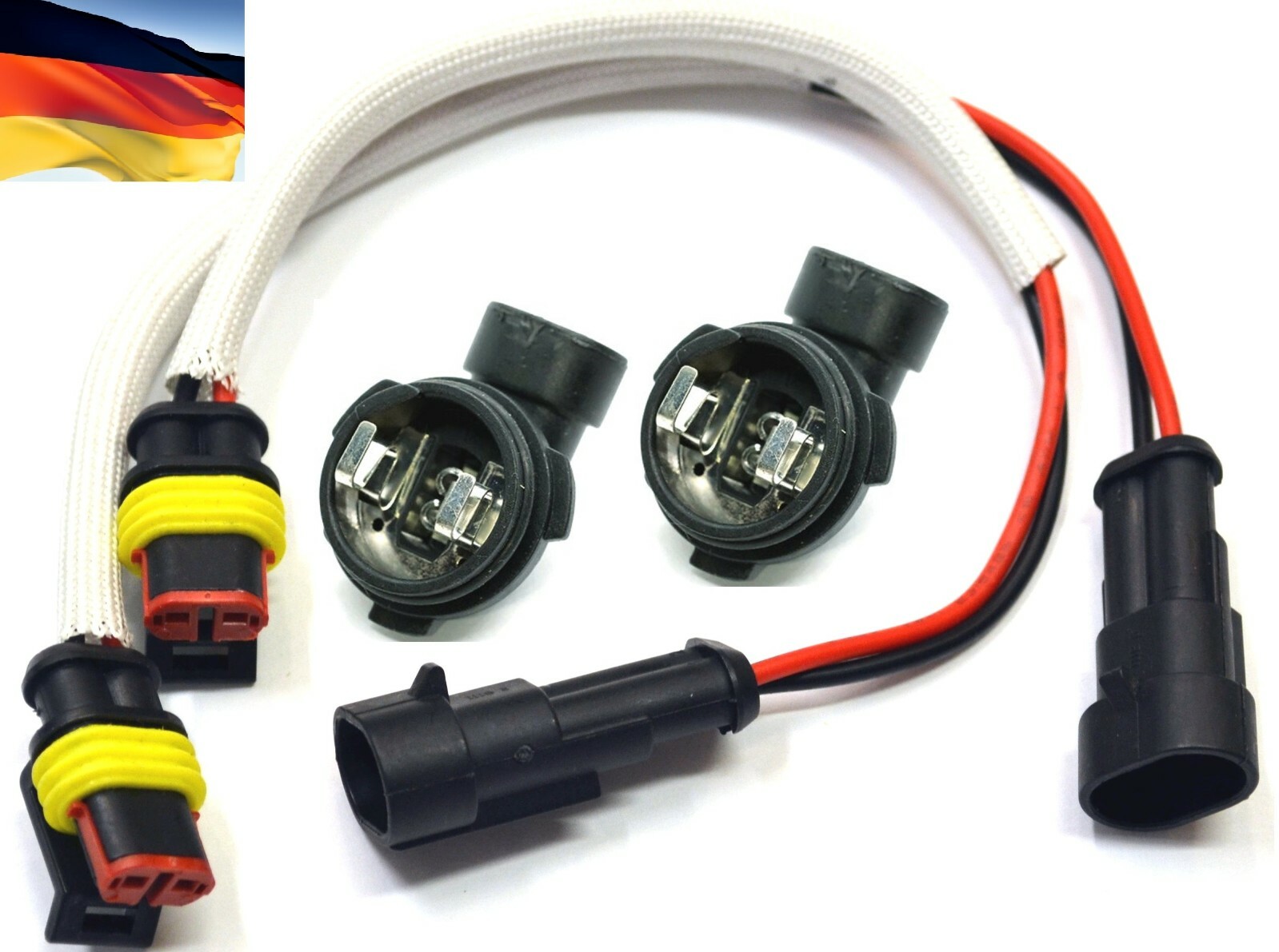 Flosser 1445 Pigtail Female H1 Fog Light Bulb Connector Holder W/ Wire Harness