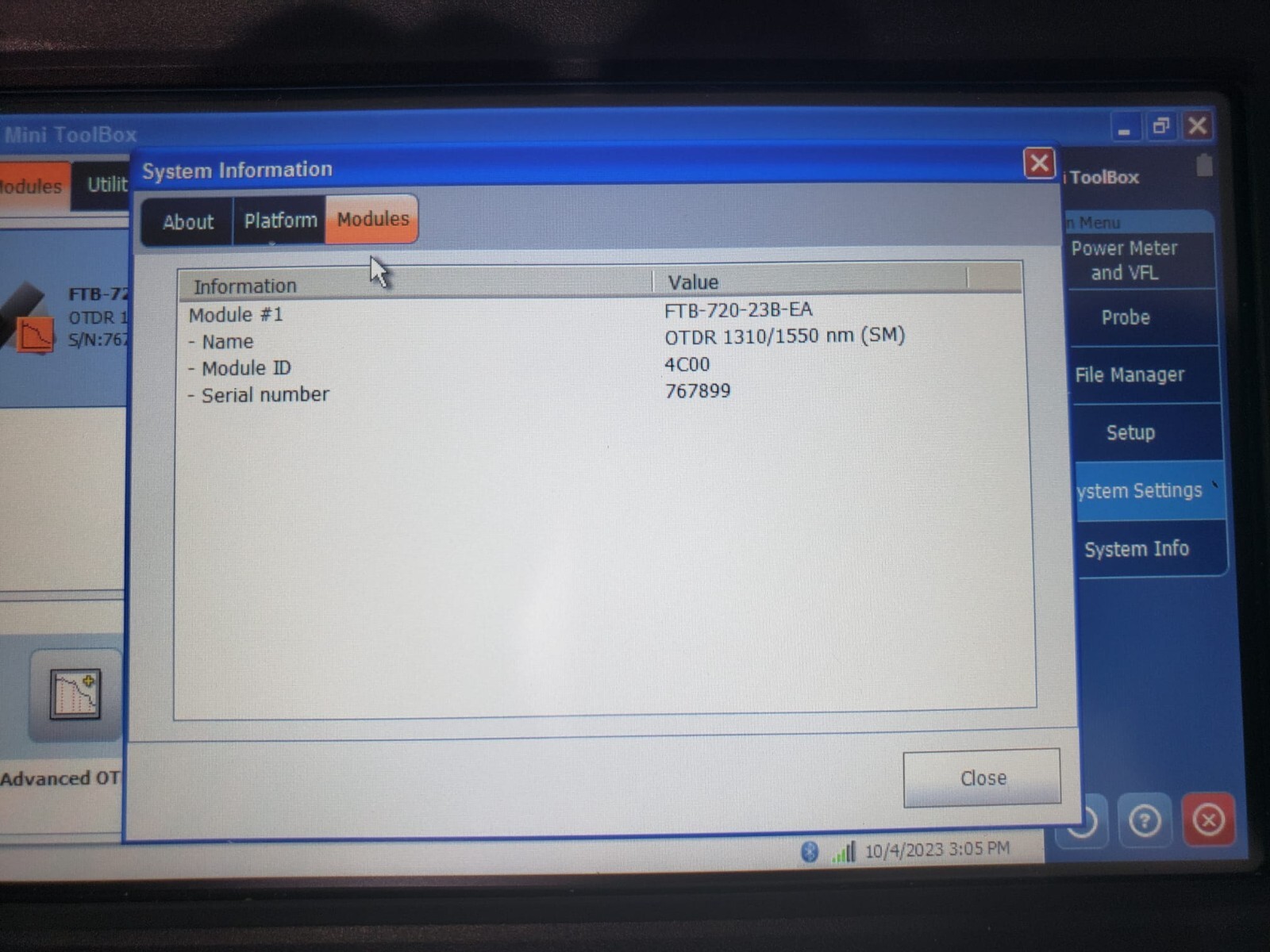 Exfo FTB-1-S2-8G,iOLM W/FTB-720-23B-EA