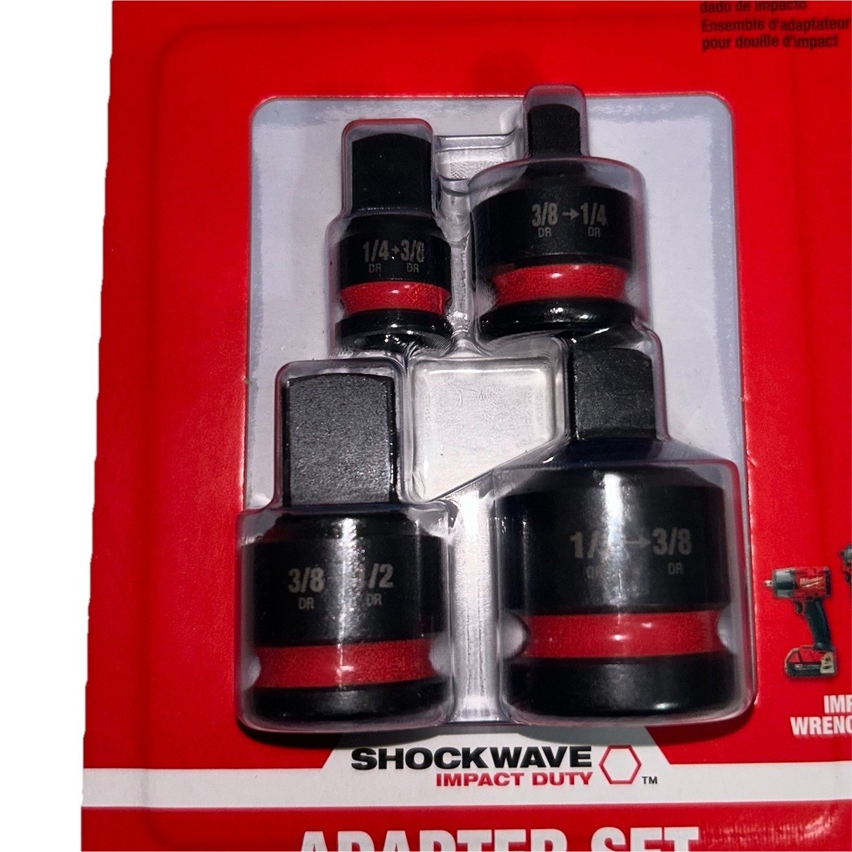 Milwaukee SHOCKWAVE Impact Duty 4pc Socket Adapter Set 1/4 3/8 1/2 49-66-6742
