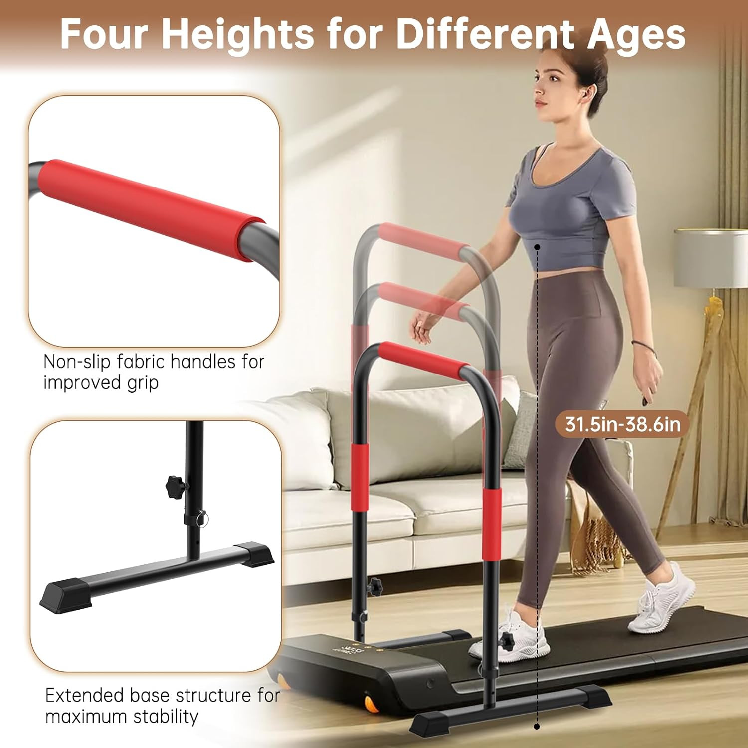 Adjustable Walking Pad Handle Only, 19.7 Inch Wide, 44 Inch Max Height