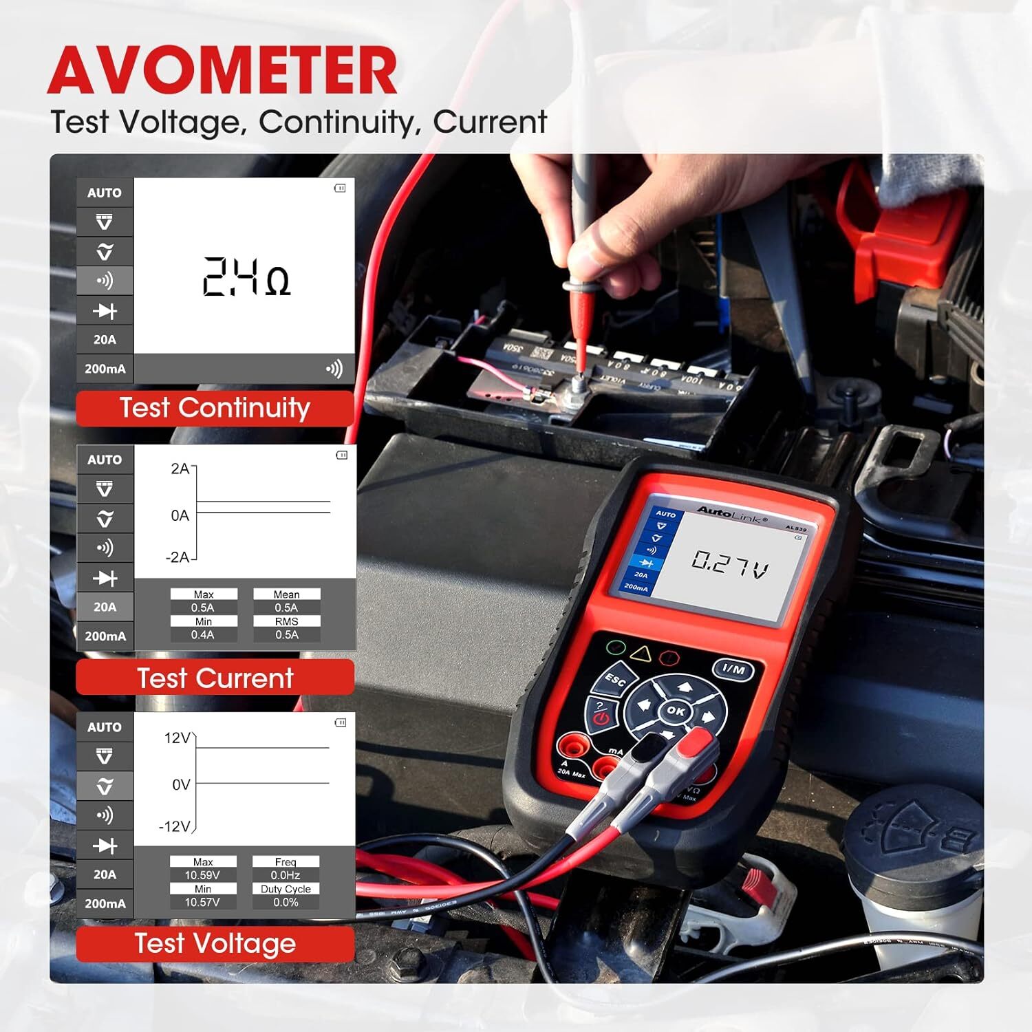 Autel AutoLink AL539B Battery Electrical Circuit Tester OBD2 Code Reader Scanner