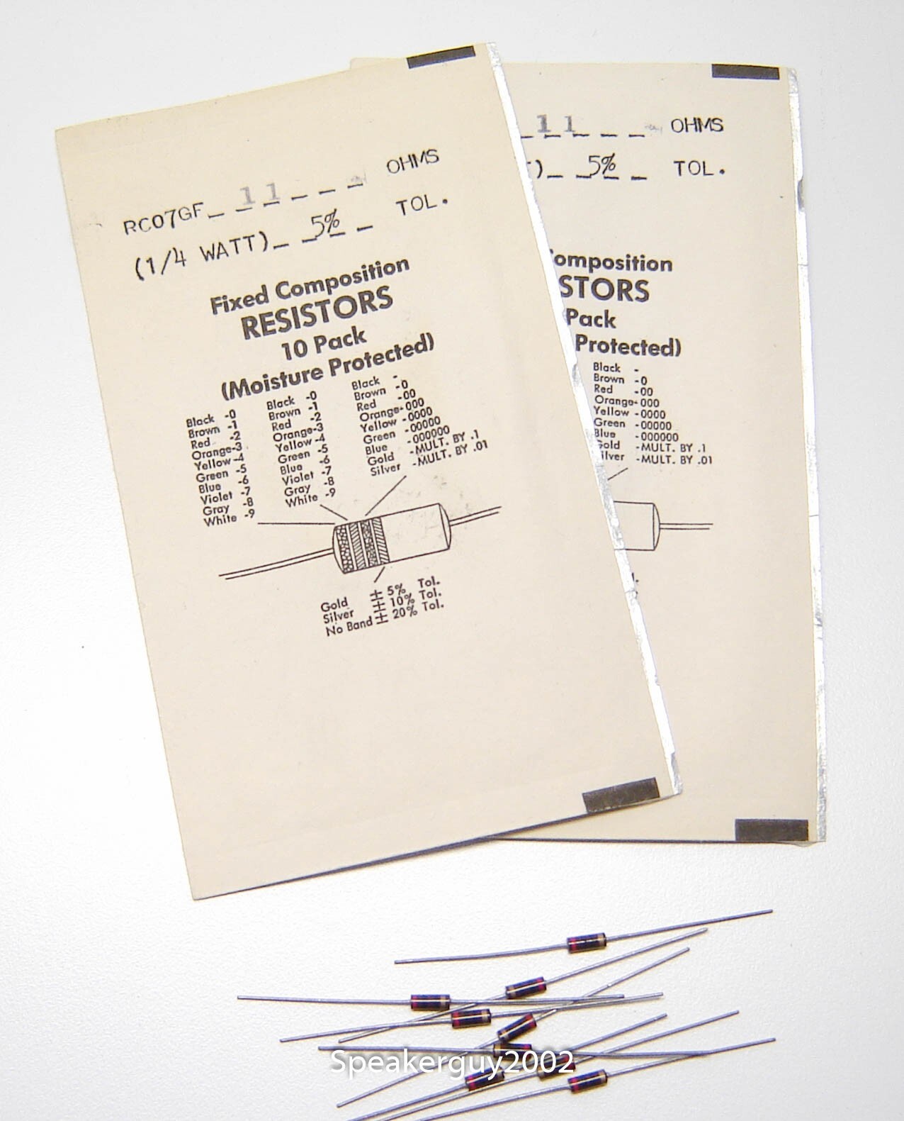 20 Pcs - 1/4 Watt - 5% - Carbon Comp Resistors / 11 Ohm / RC07GF
