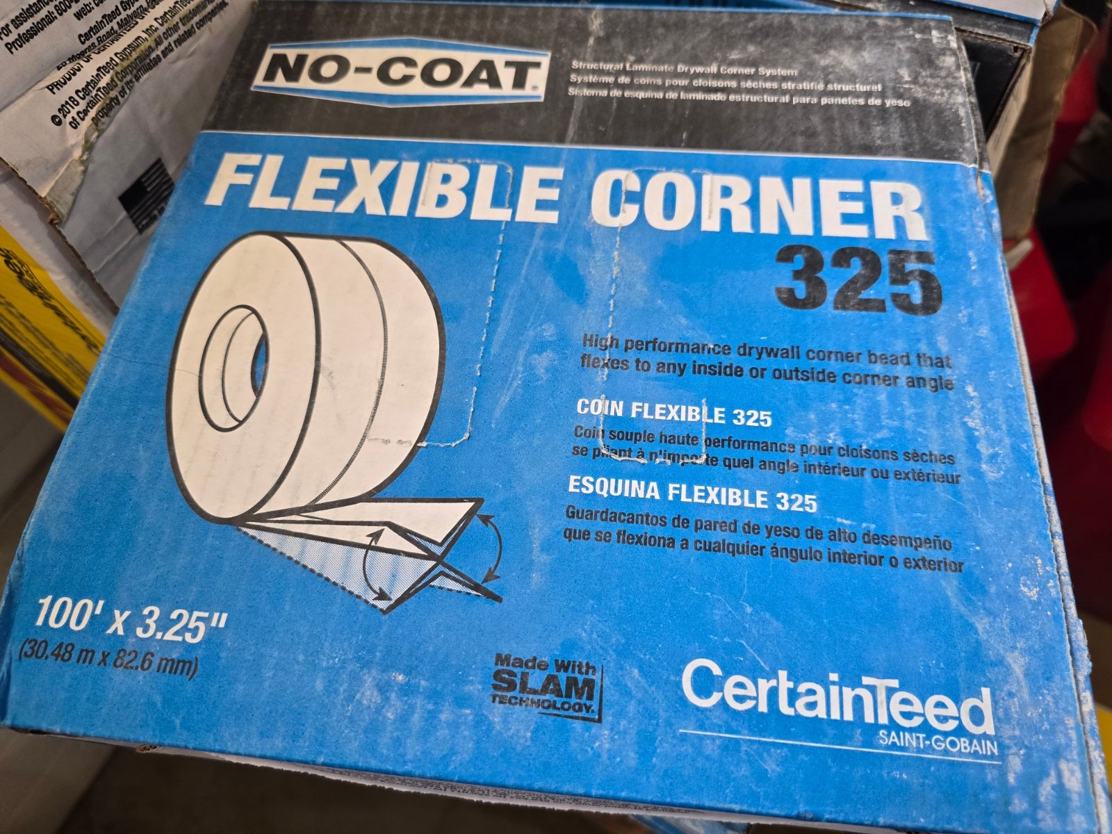 No-Coat Flexible Corner Drywall 325 3.25" x 100' Roll NEW