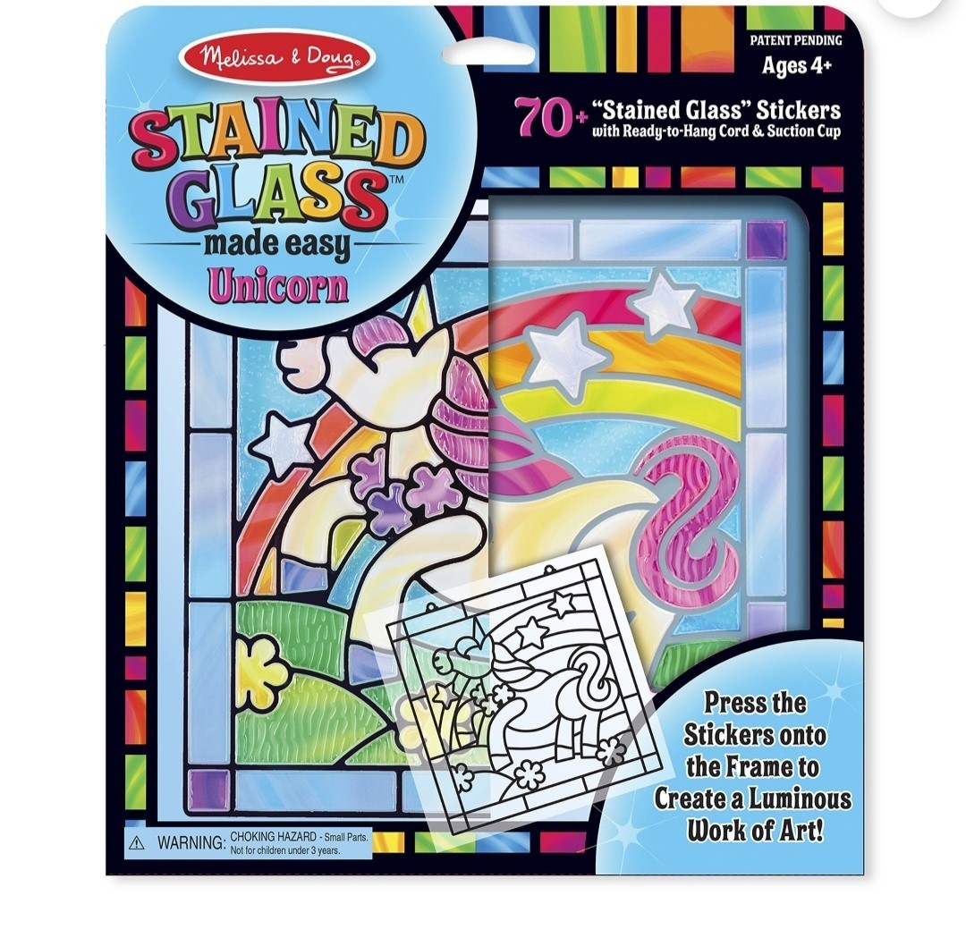 Melissa & Doug Stained Glass Made Easy Unicorn Rainbow Art Activity Sticker Kit