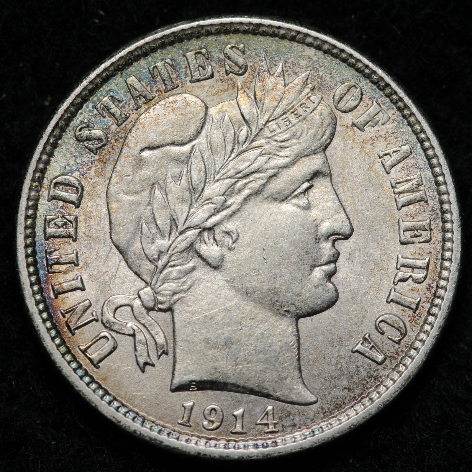 1914-D Barber Silver Dime BU *UNCIRCULATED* MS TONED E362 URCNX