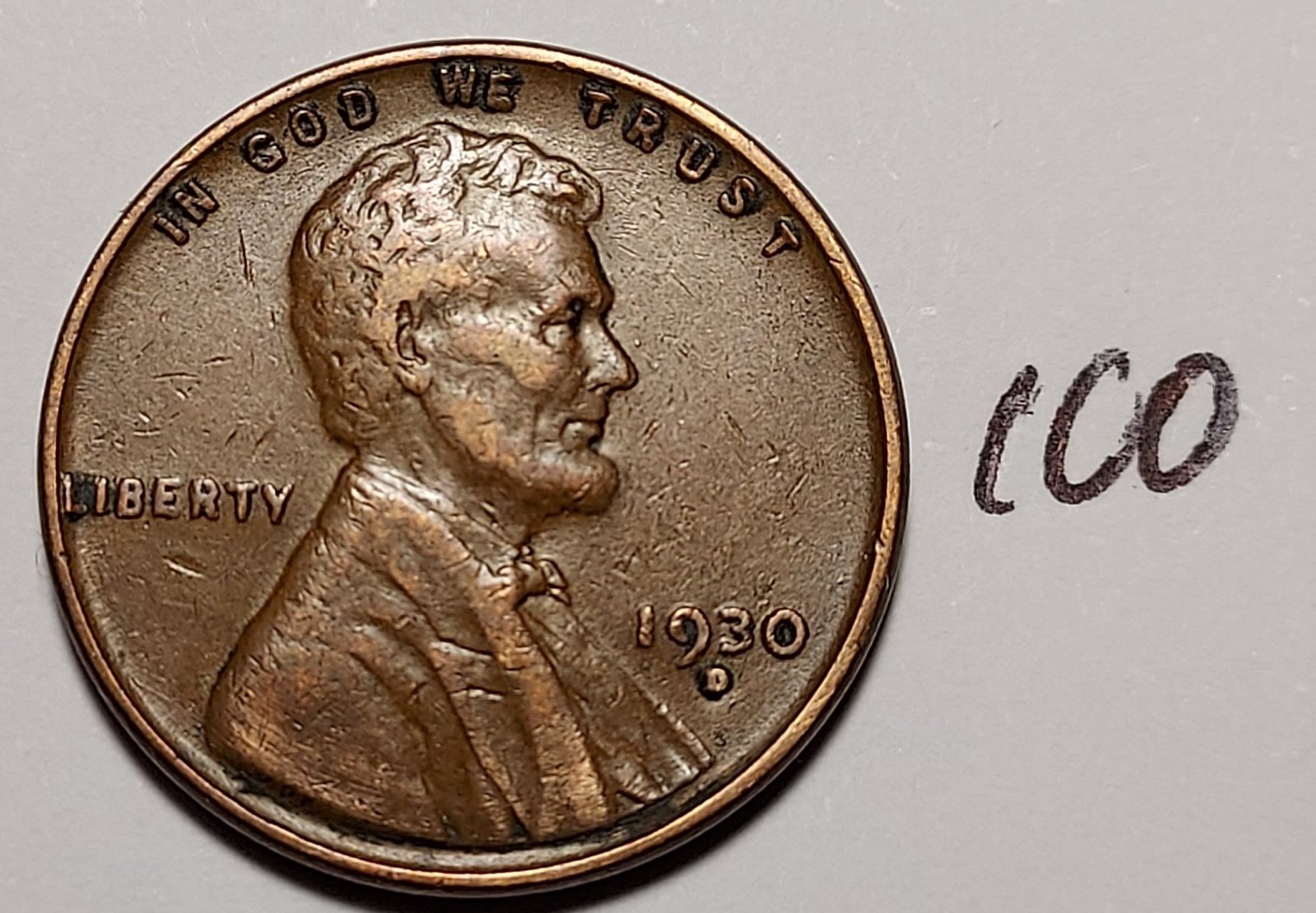 1930-D Lincoln Wheat Cent VERY FINE   #100
