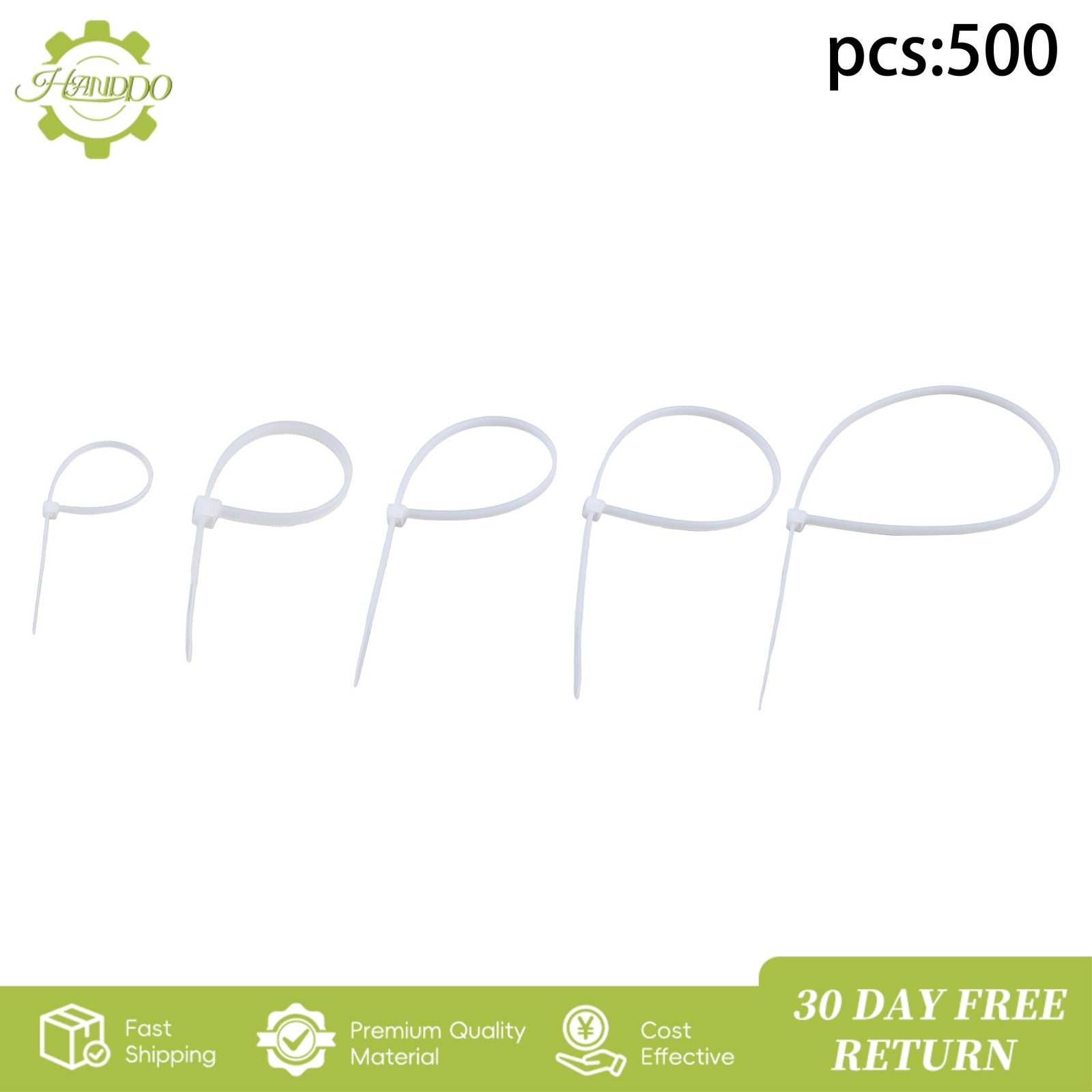 500 PCS Self-locking Nylon Zip Ties Assorted Sizes 6+8+12+14+18 Inch Cable ties