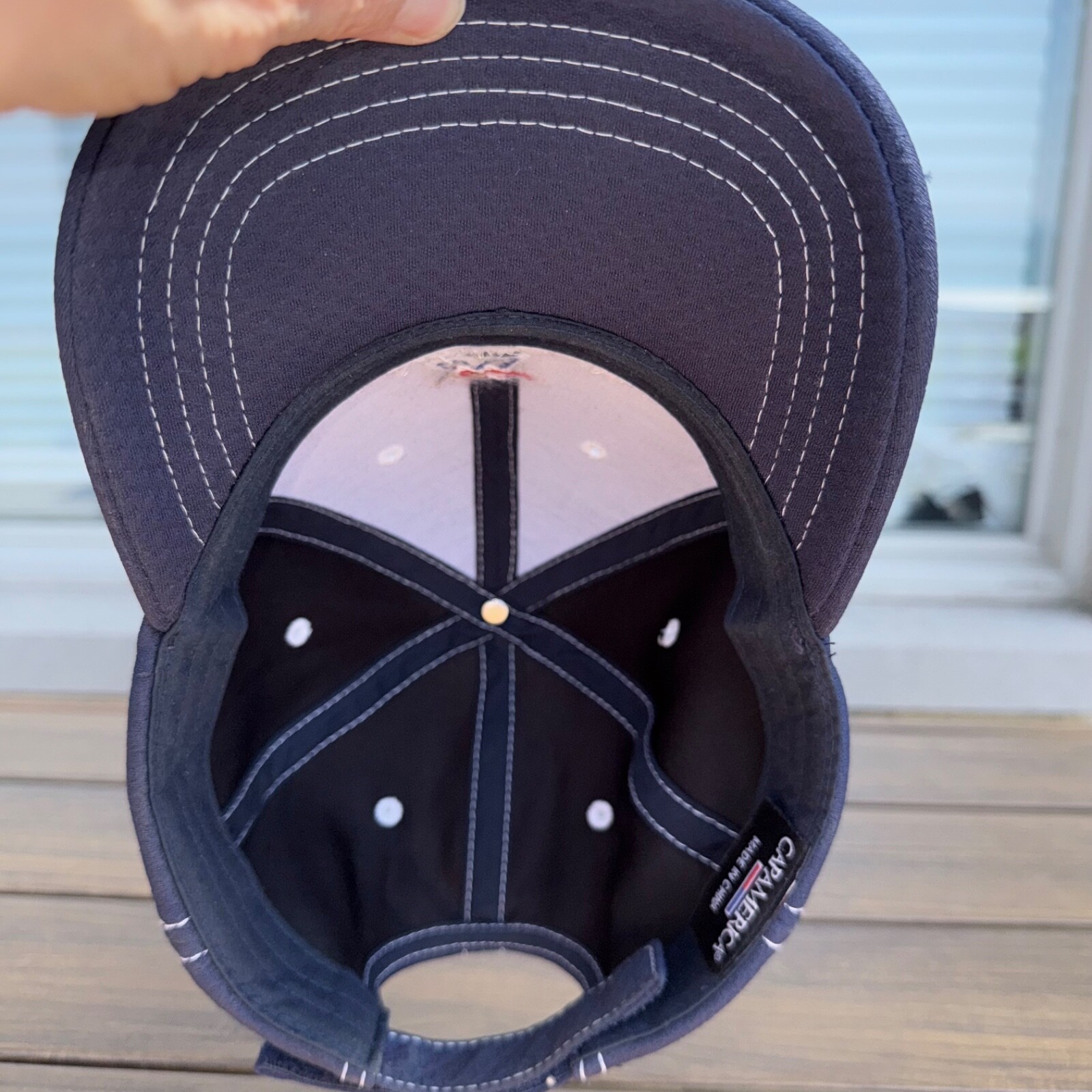 Koontz-Wagner RWb K Logo Letters on Navy Blue Hat Cap Hook Loop Top Stitch EUC