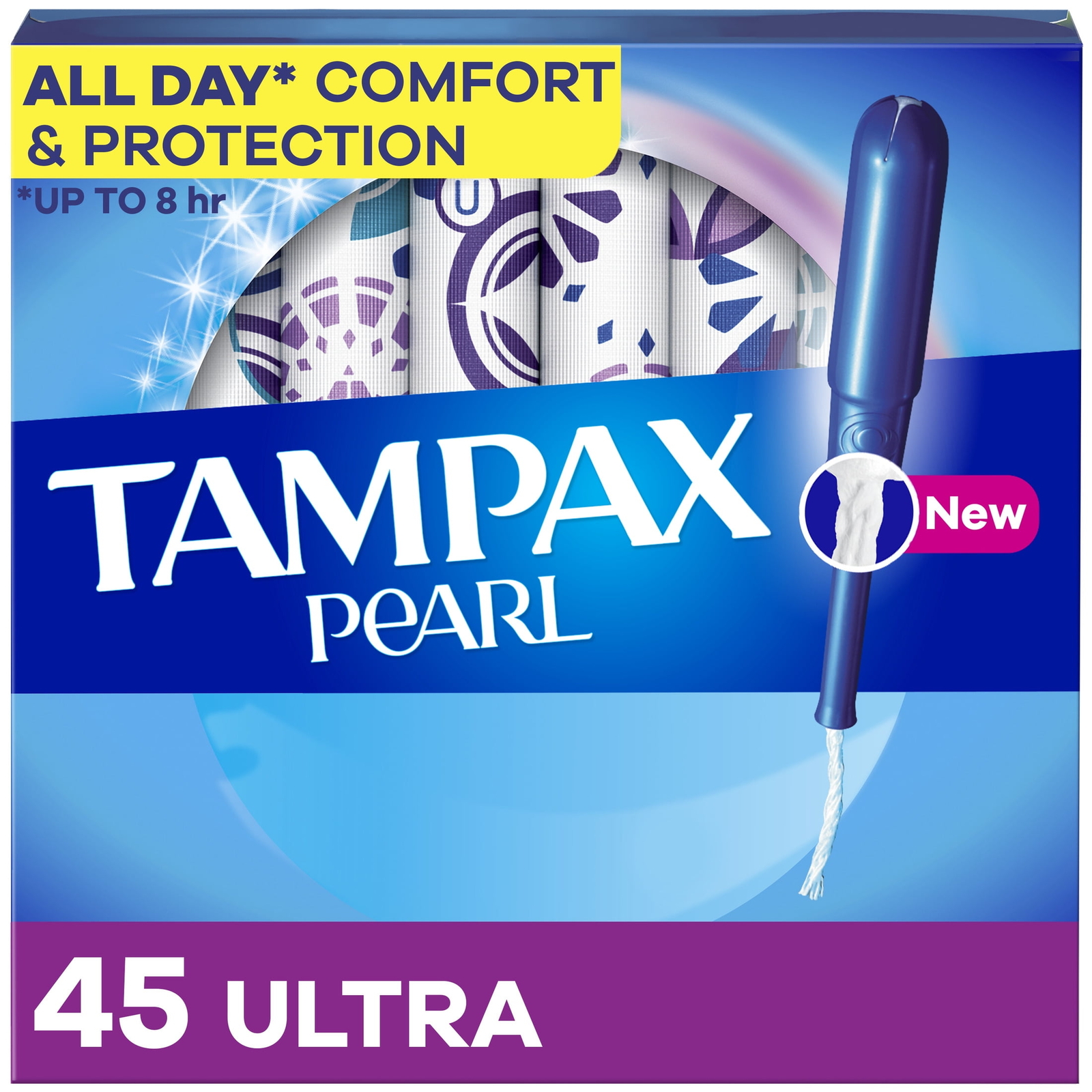 Tampax Pearl Tampons Ultra Absorbency with LeakGuard Braid, 45 Count
