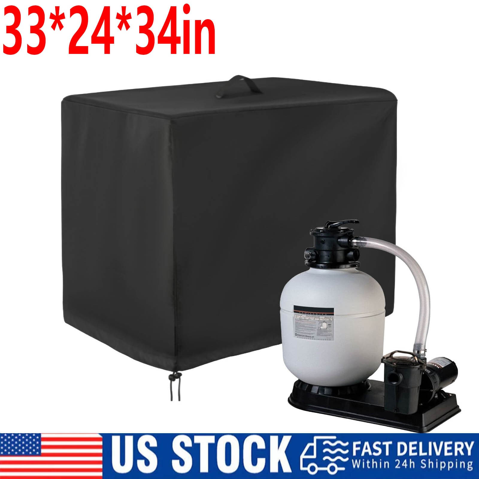 Wipeable Waterproof Pool Pump Cover Fits For Intex Sand Filters Size 34*24*33in