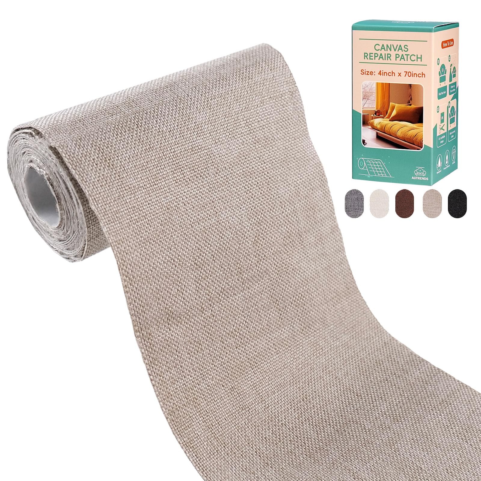 Waterproof Fabric Repair Tape 4"x70" for Boat Covers Tents Sofas
