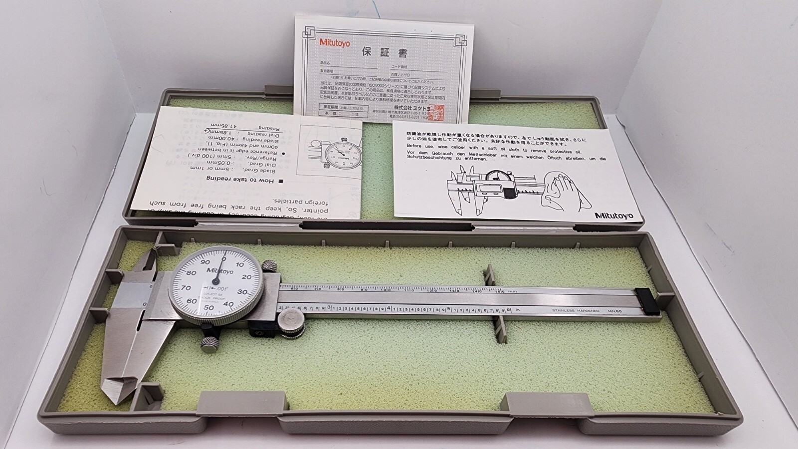 Mitutoyo Dial Caliper 505-653-50 D6TWW 6” with Case Japan