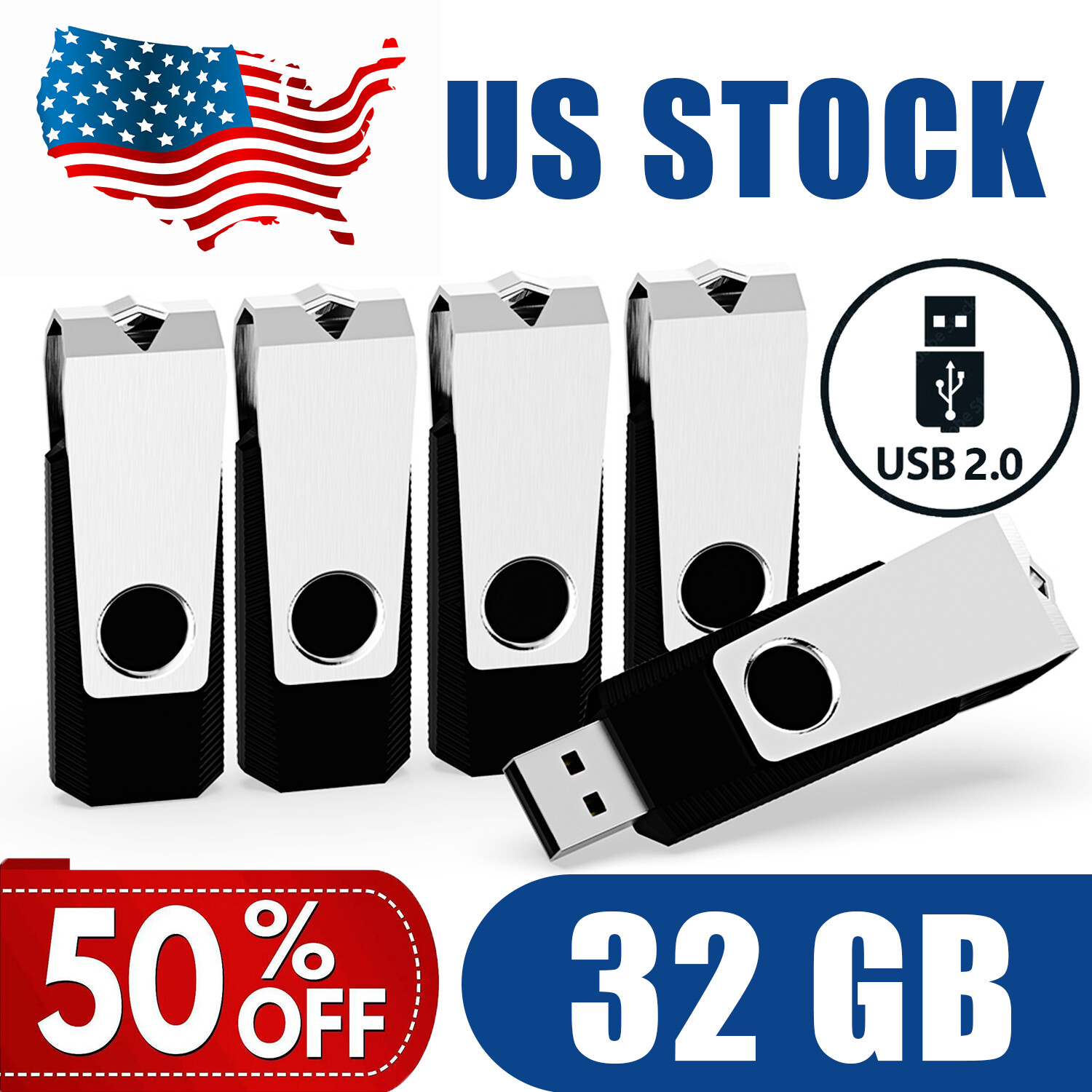 32GB USB 2.0 Flash Drive Memory Stick Thumb Pen Drives Rotating Disk Storage LOT