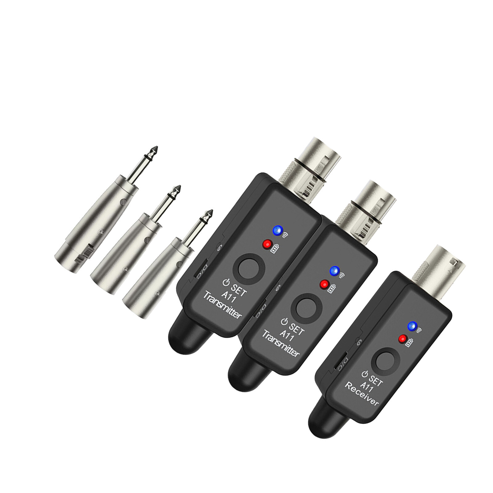 Wireless Microphone System XLR Transmitter Receiver Rechargeable Speaker Adapter