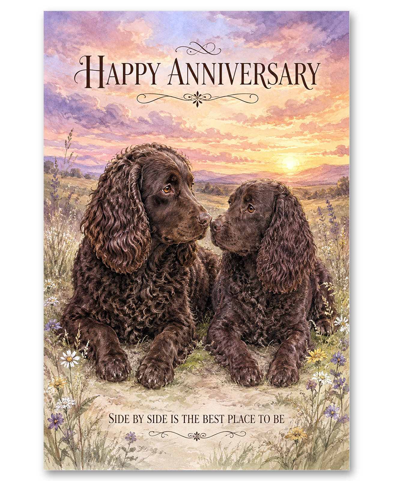 American Water Spaniels - Side by Side - Anniversary Card