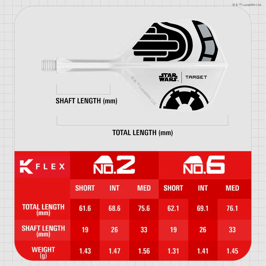 TARGET STAR WARS STORMTROOPER K-FLEX 1 PIECE INTERMEDIATE SHAFT & NO6 FLIGHT