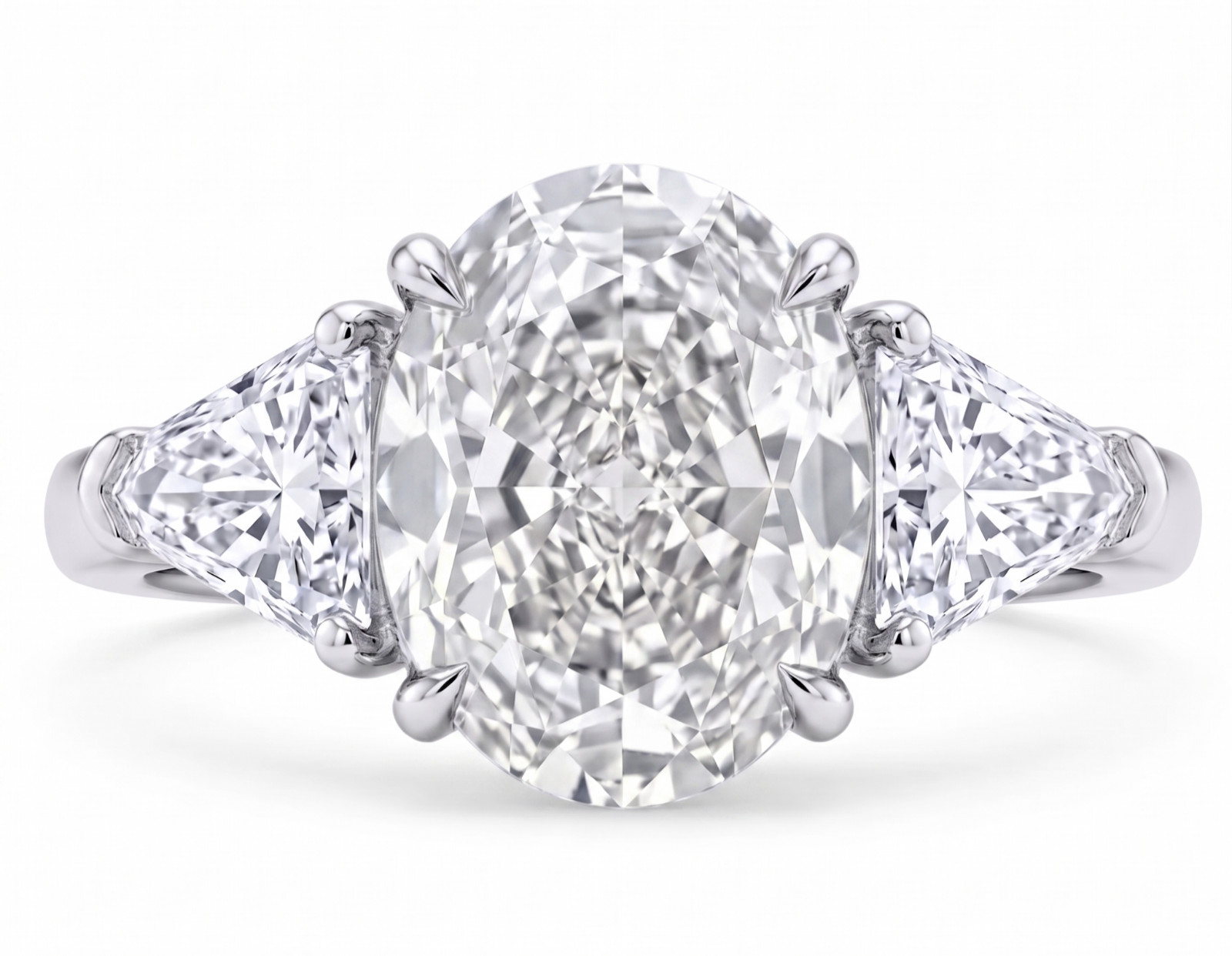 RARE 5.00 Ct Certified Oval Shape Natural White Diamond Ring White Gold Finish