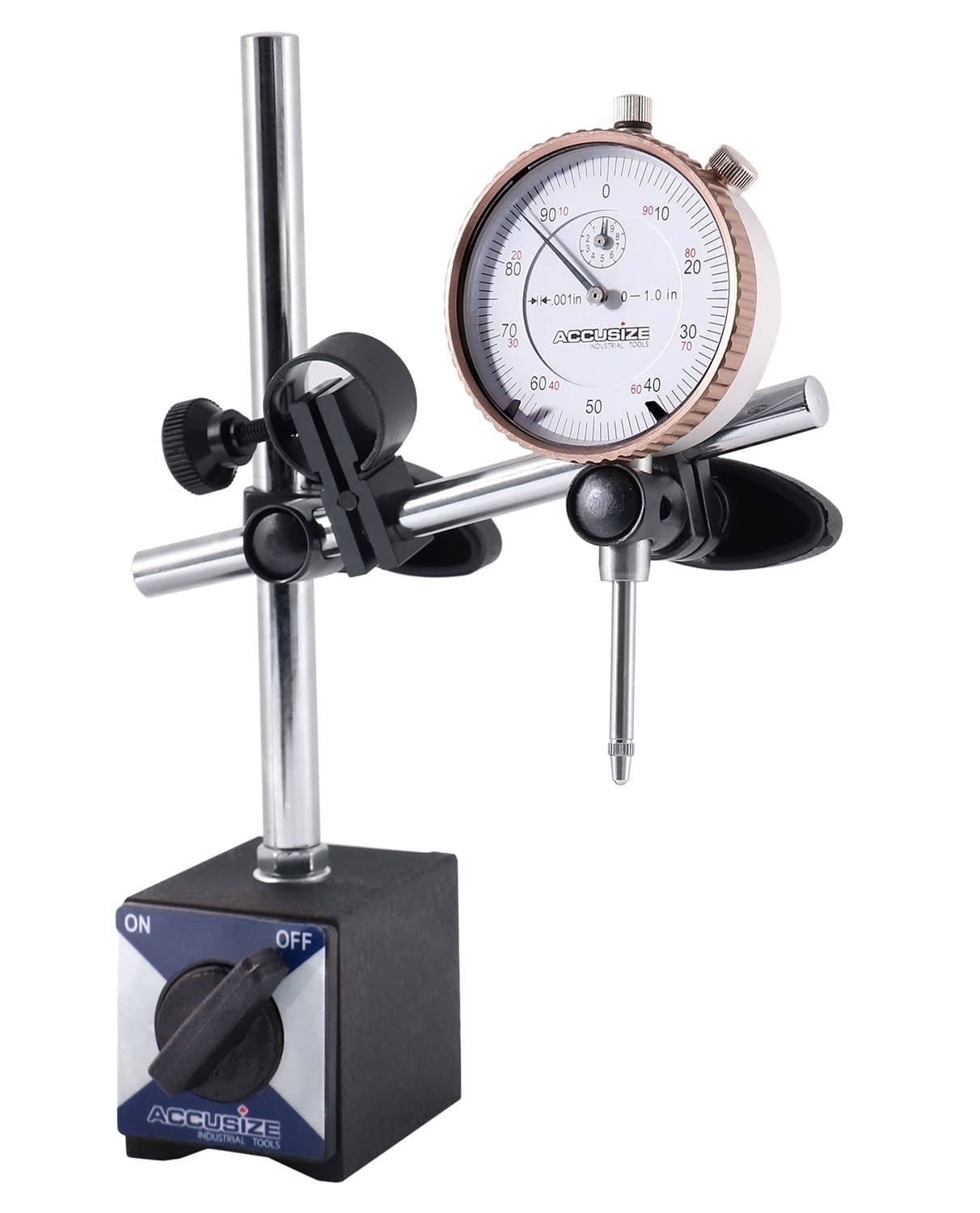 Accusize 110 lb Pull, Fine Adjustment, 0-1" Indicator, Satin chrome finish