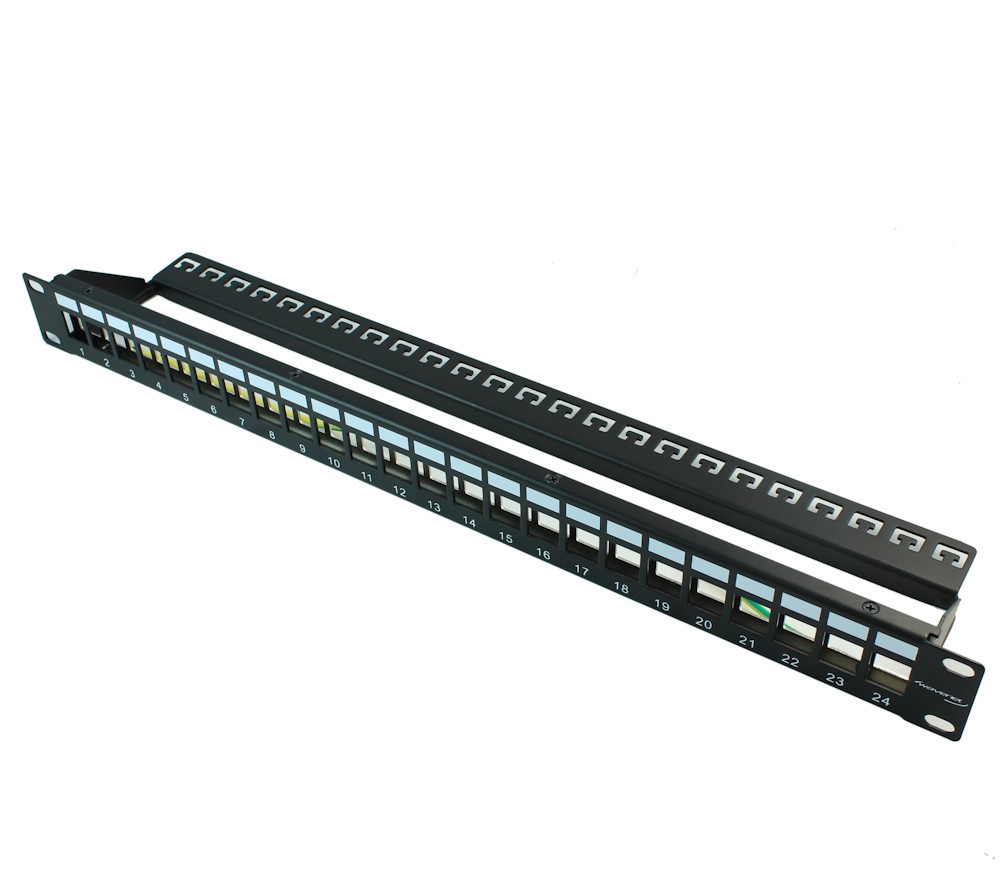 24 port  19inchinch Keystone (Blanks  1U) Universal Patch Panel with Lacing Bar