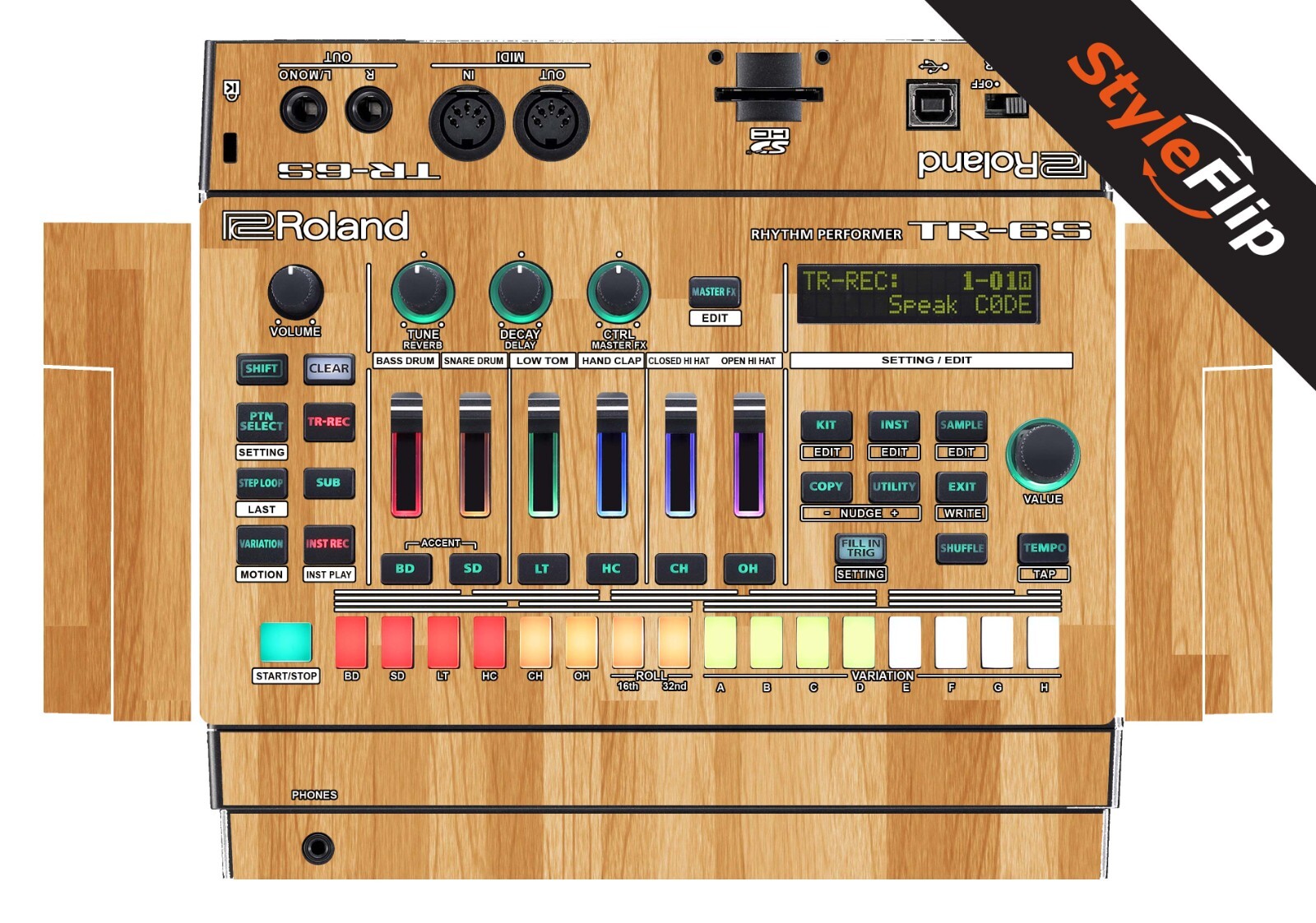 Roland TR-6S Skins | Wood 5 | Protective Decal | StyleFlip Skins