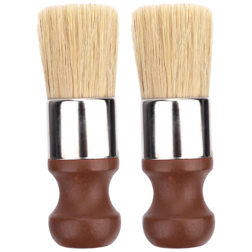 2pcs Short Handle Salve Brush for Furniture, Leather & Wood Care Cleaning5339
