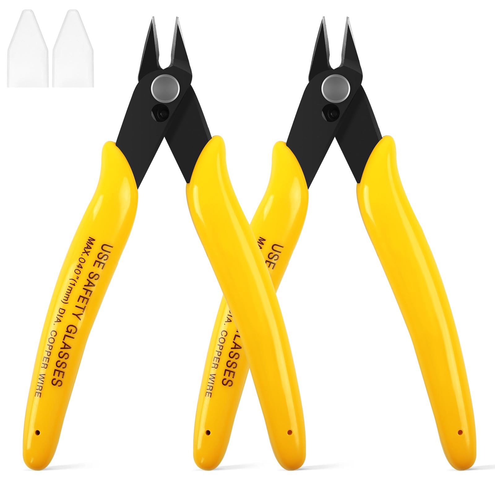5Inch Flush Cutters, Precision Wire Cutters, Yellow, 2 Pcs for Electronics, Jew